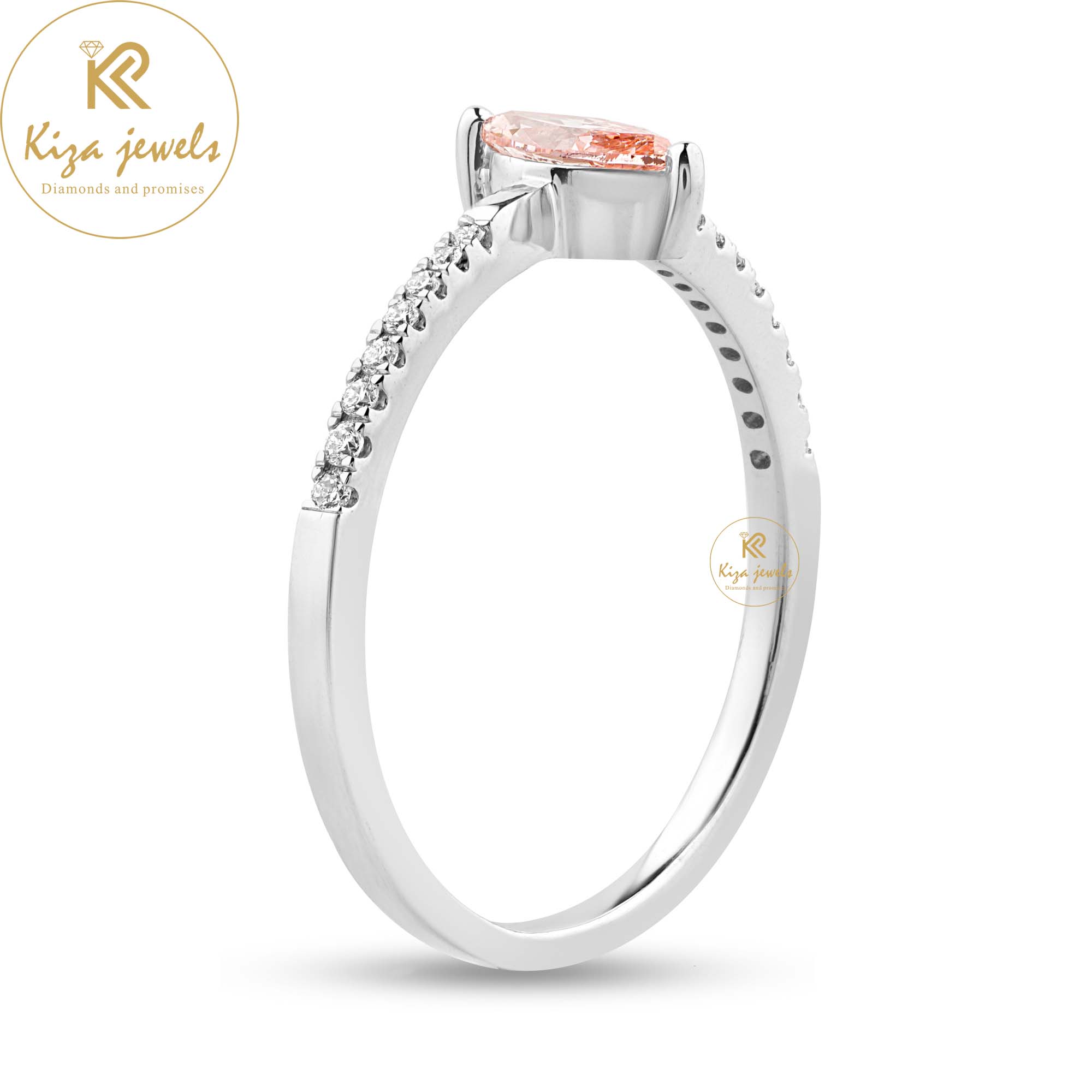 0.352 TDW F.P. Marquise And Round Cut Diamond Minimalist Engagement Ring