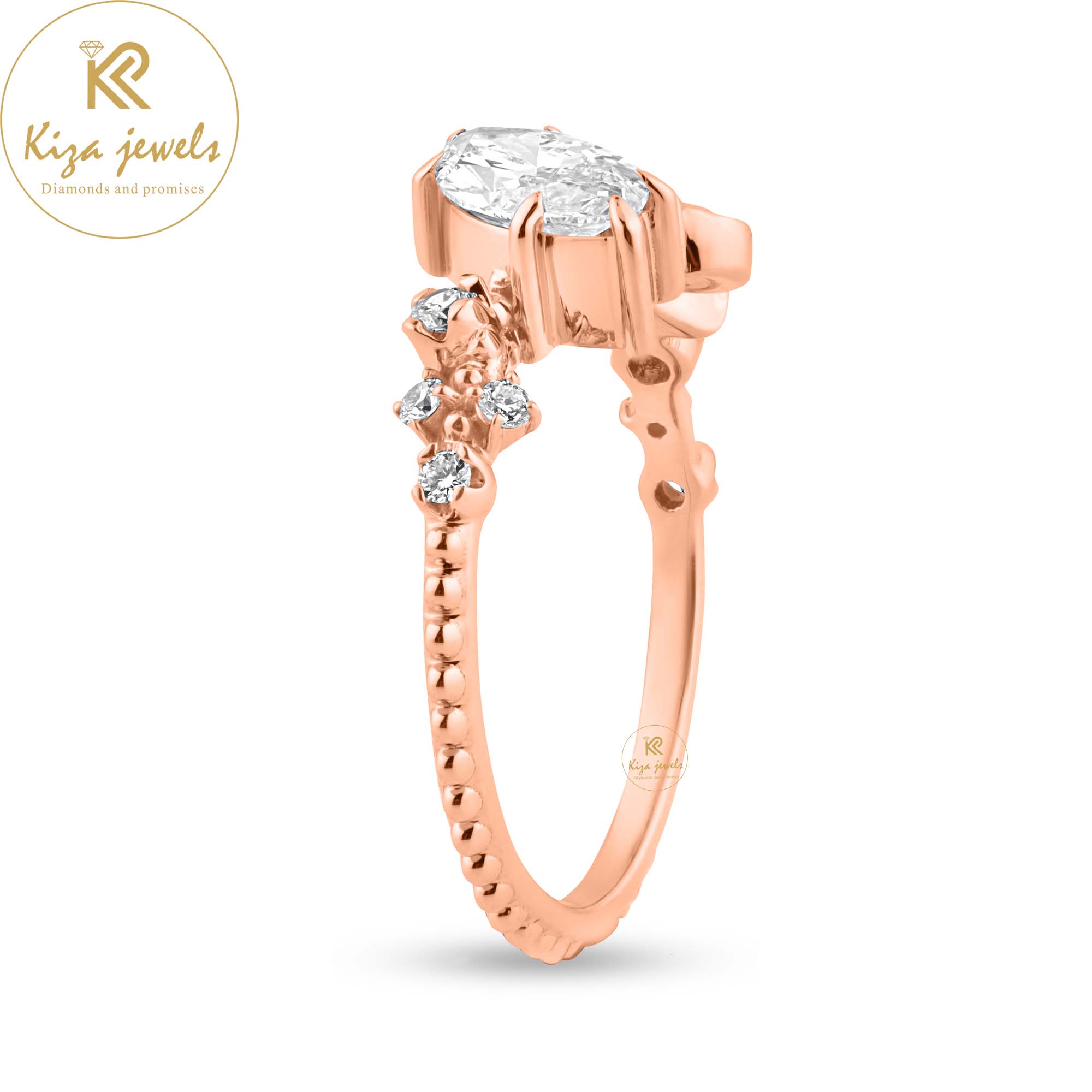 0.996 TDW Marquise & Round Cut Women's Engagement Diamond Ring