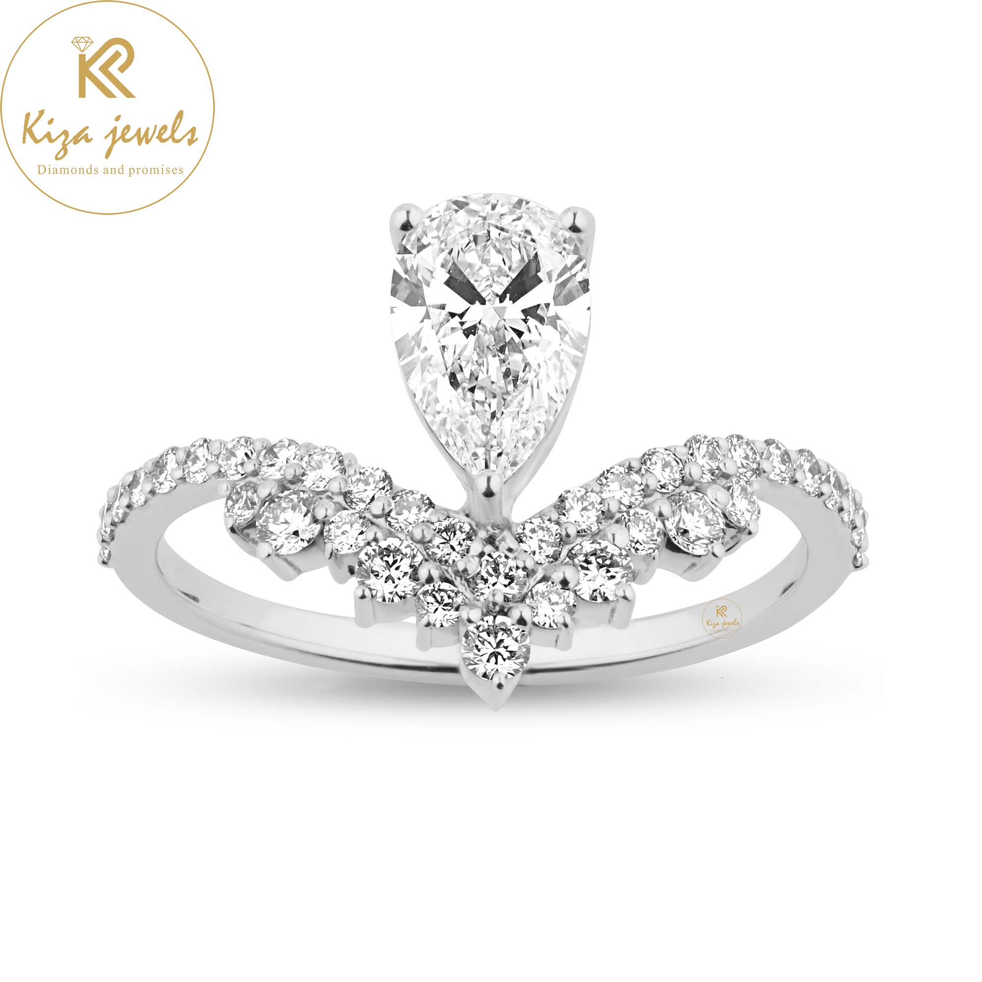 1.183 TDW Pear & Round Cut Women's Engagement Diamond Ring