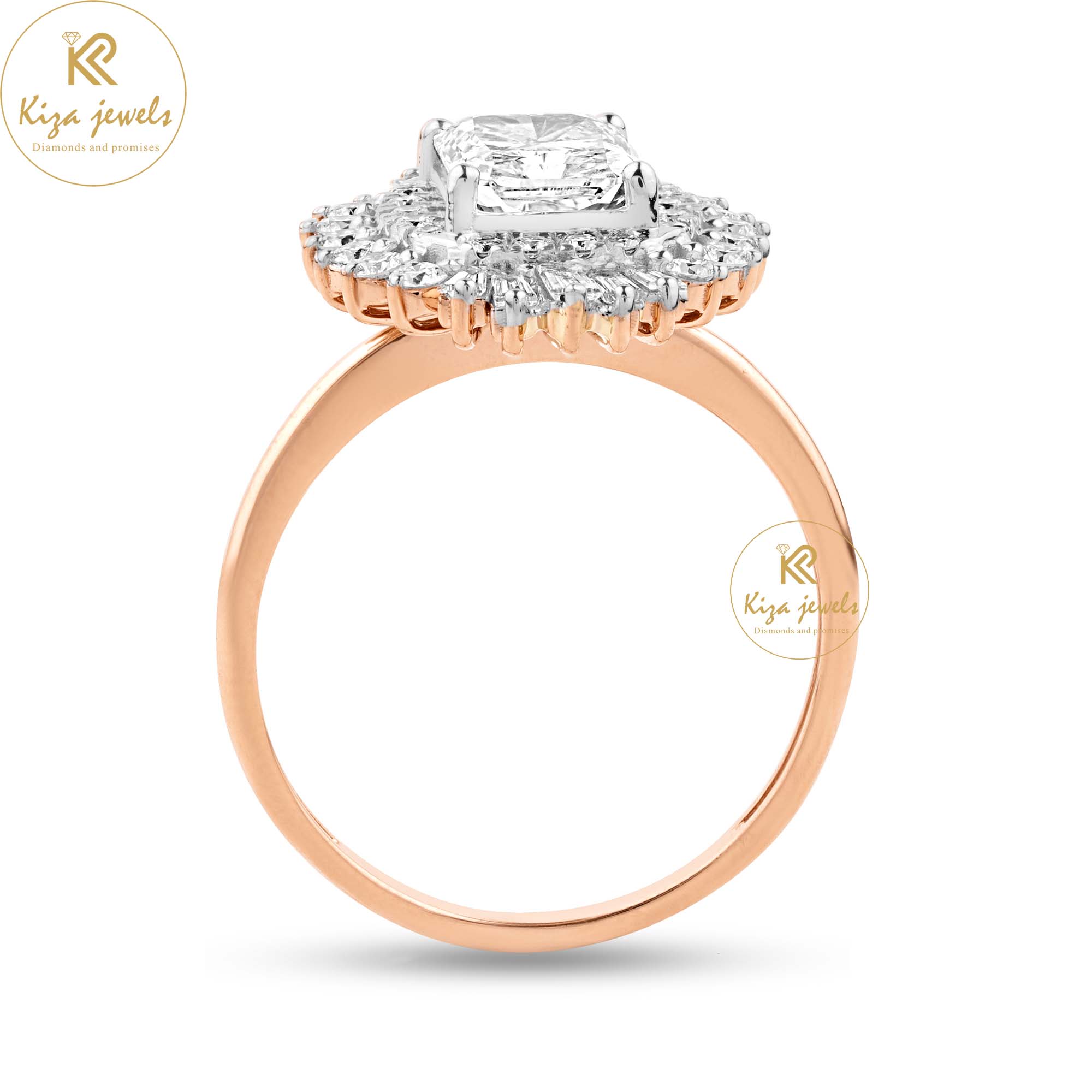 2.62 TDW Baguette, Radiant & Round Cut Women's Engagement Diamond Ring