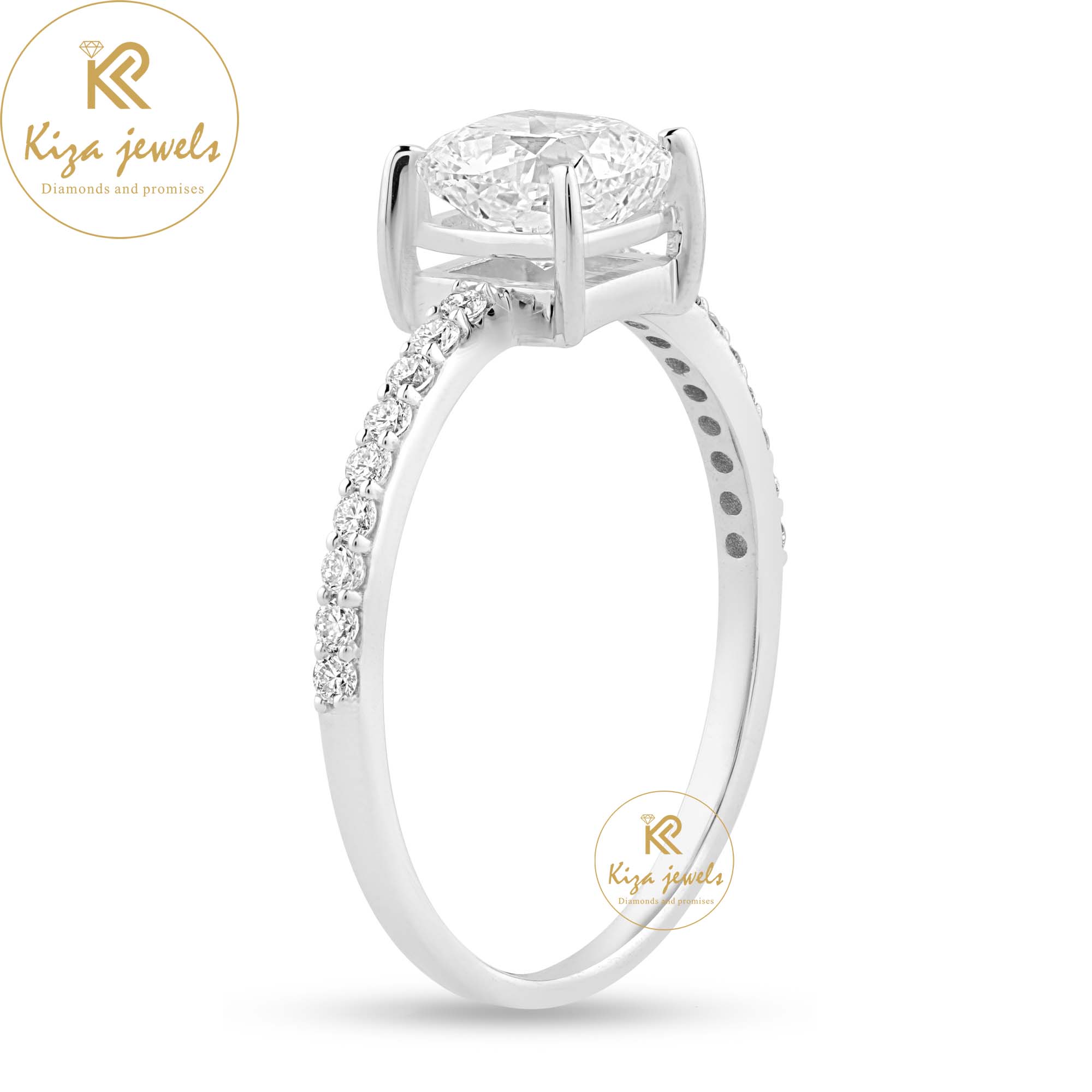 1.29 TDW Cushion & Round Cut Diamond Engagement Ring