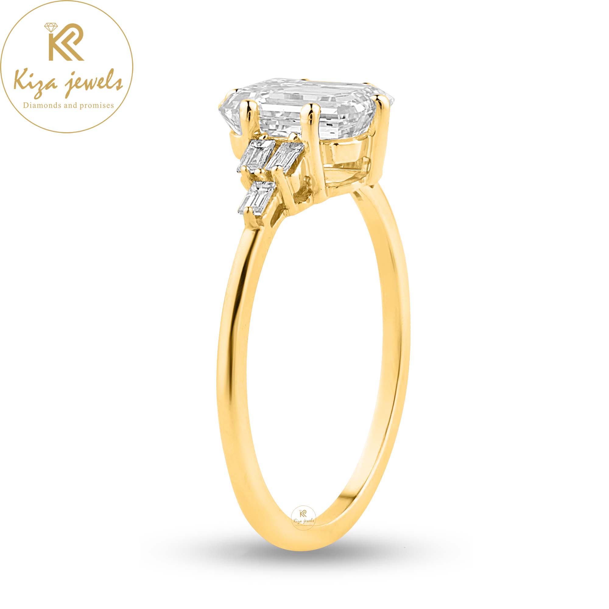 1.33 TDW Emerald & Baguette Cut Women's Engagement Diamond Ring
