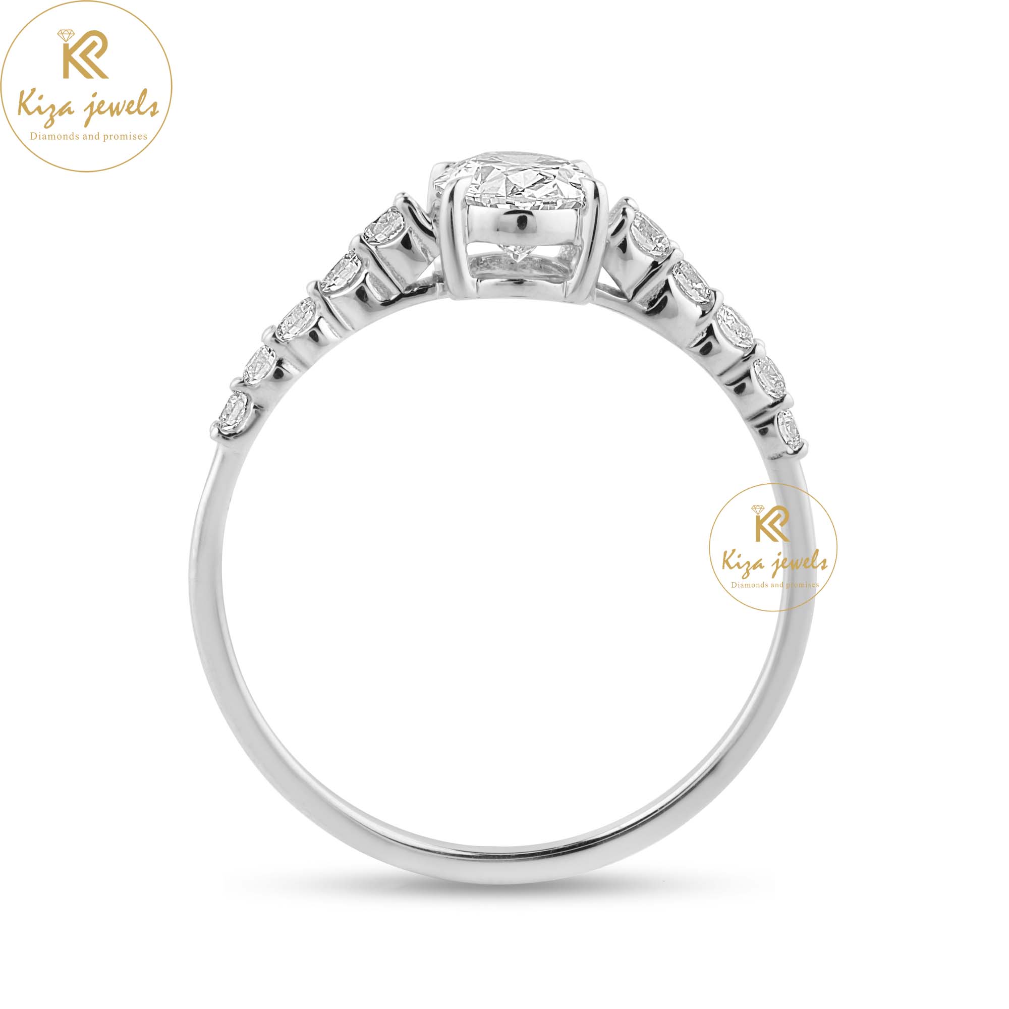 0.946 TDW Oval & Round Cut Women's Engagement Diamond Ring