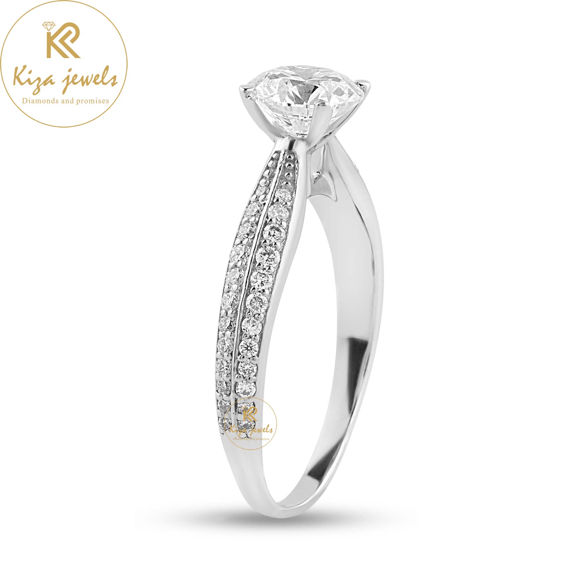 1.37 TDW Round Cut Diamond Engagement Ring