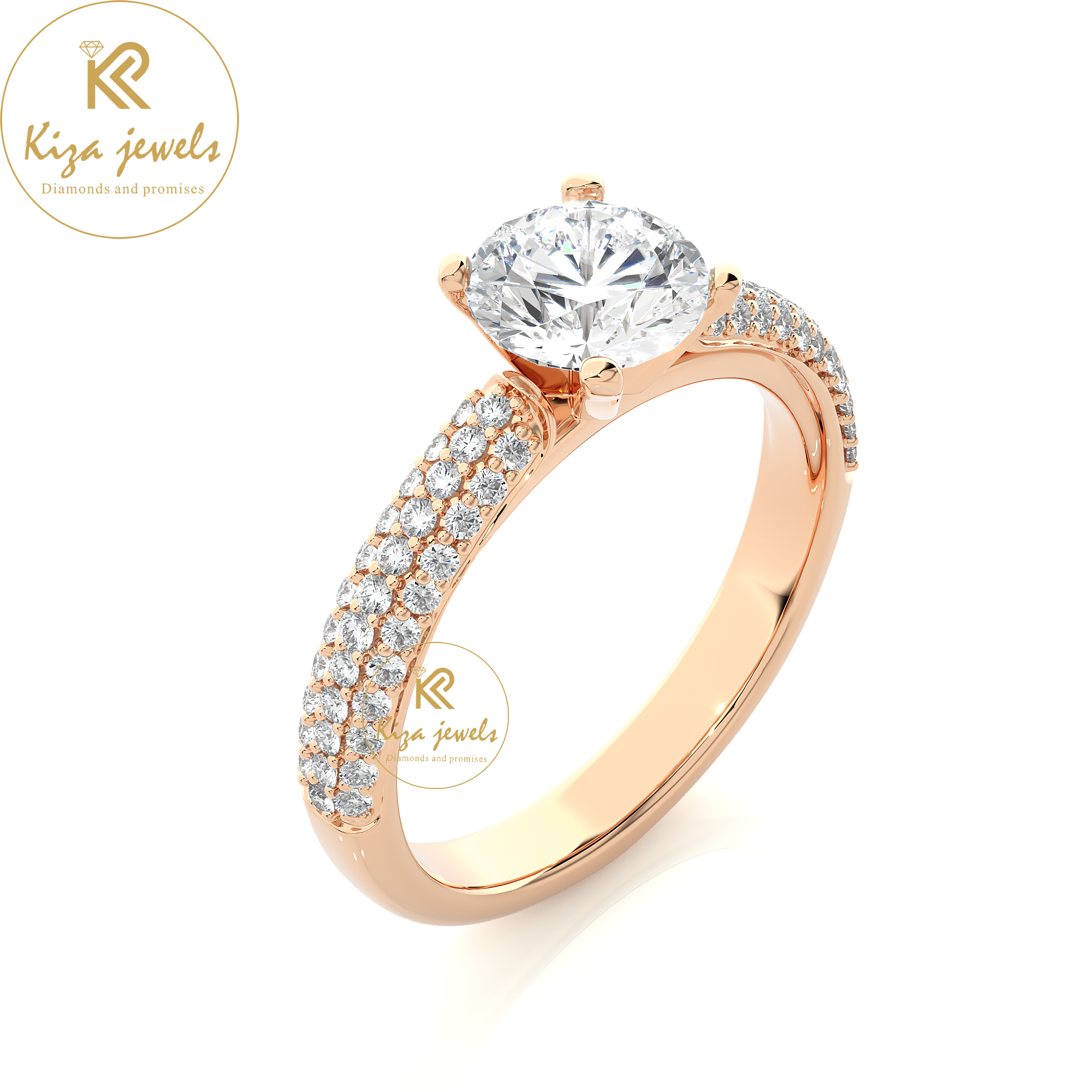 1.22 TDW Round Cut Women's Engagement Diamond Ring