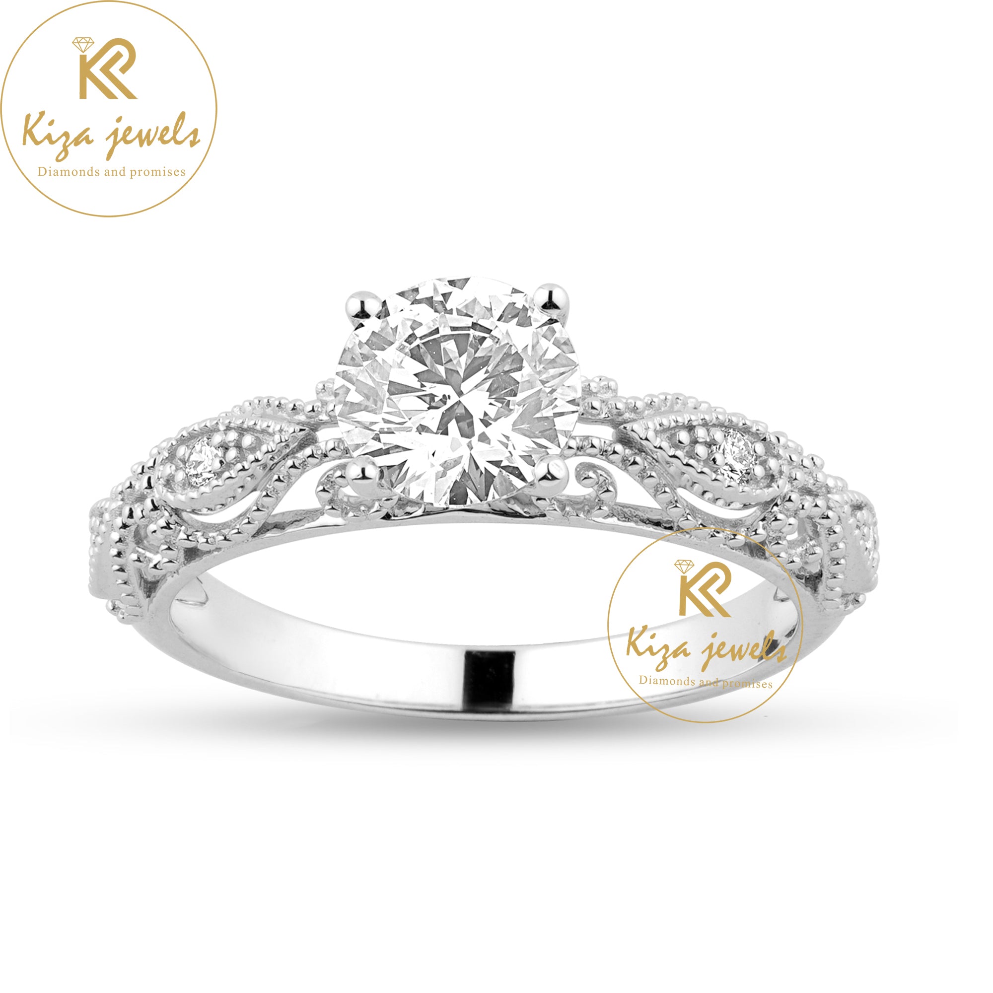 1.056 TDW Round Cut Women's Engagement Diamond Ring