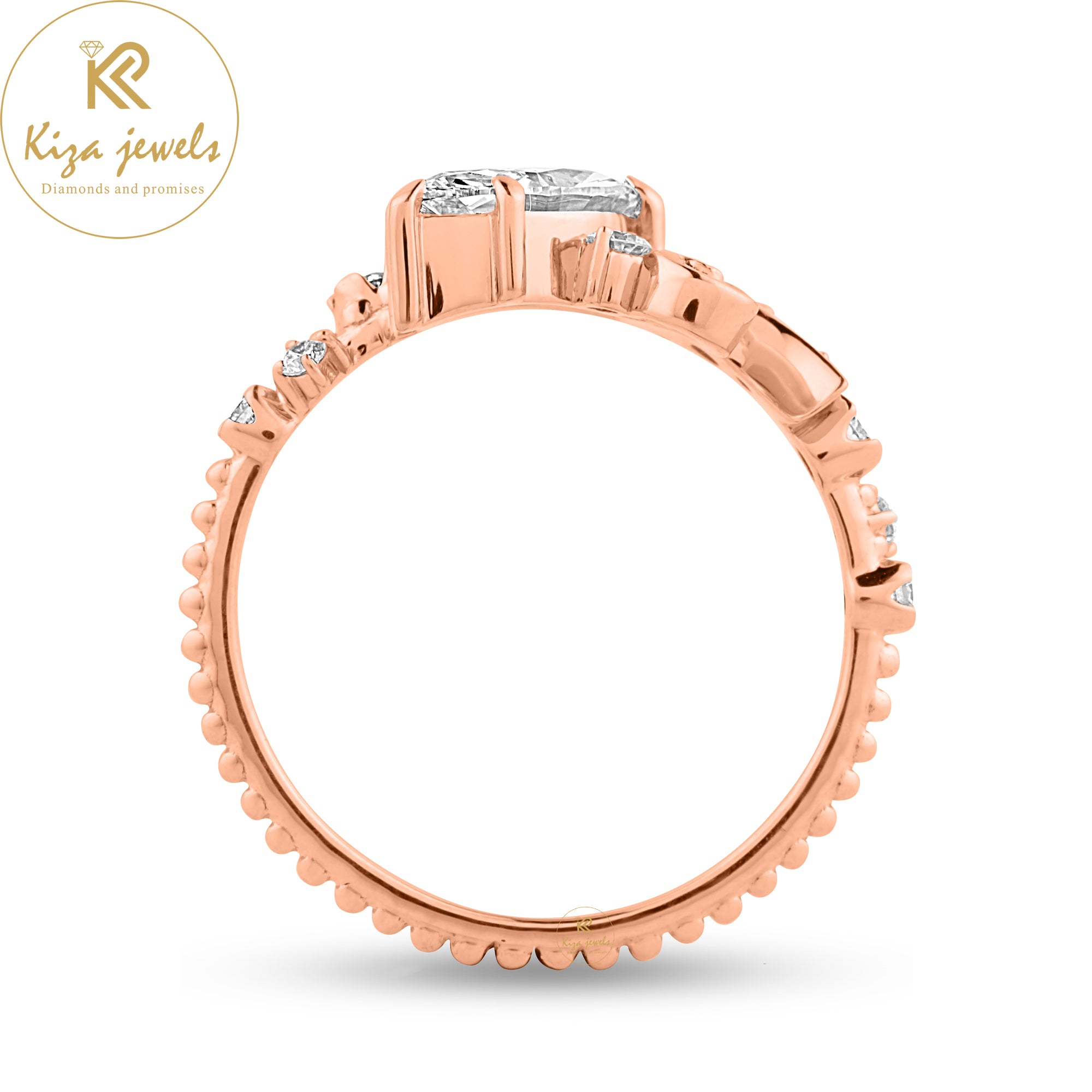 0.996 TDW Marquise & Round Cut Women's Engagement Diamond Ring