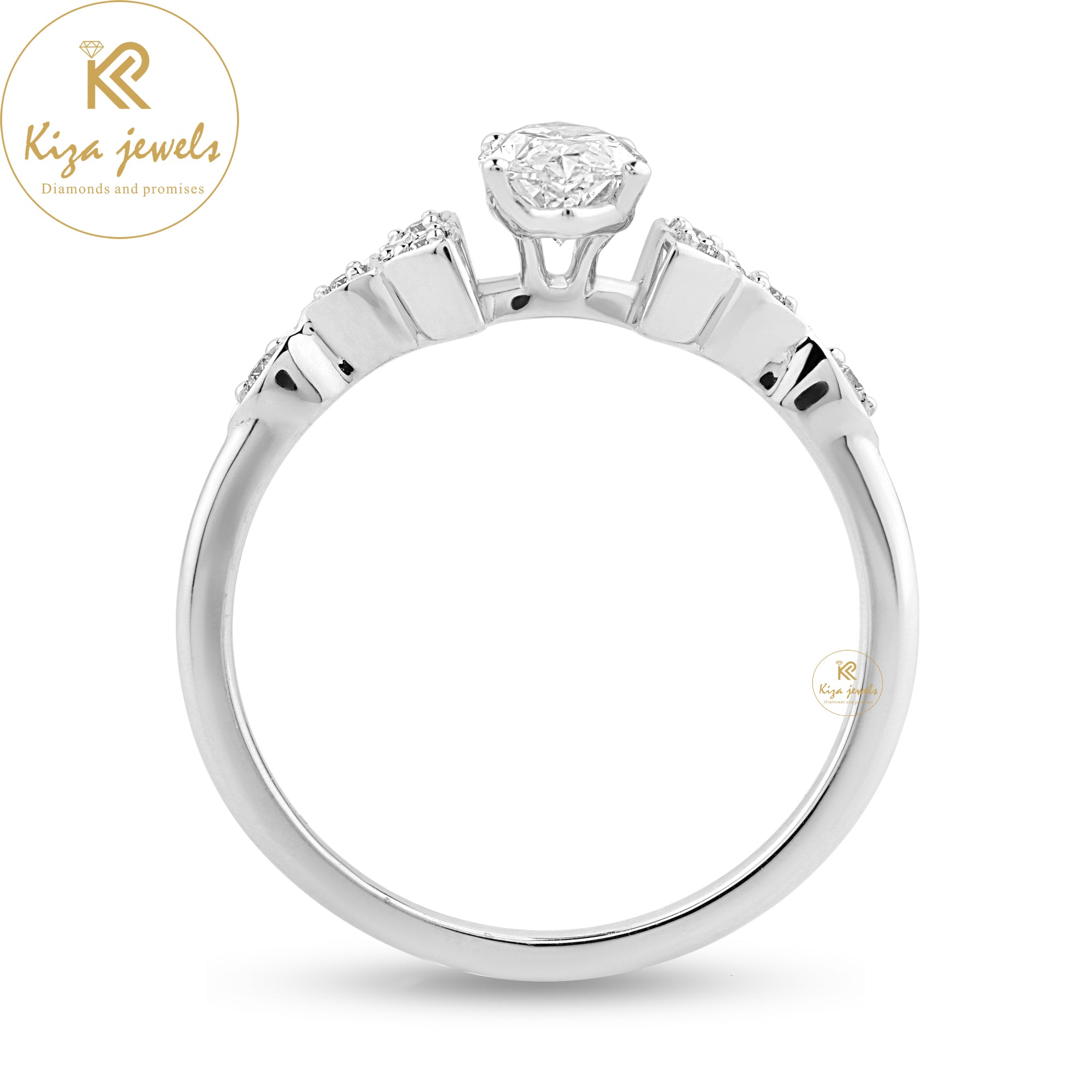 0.77 TDW Marquise & Round Cut Women's Diamond Ring