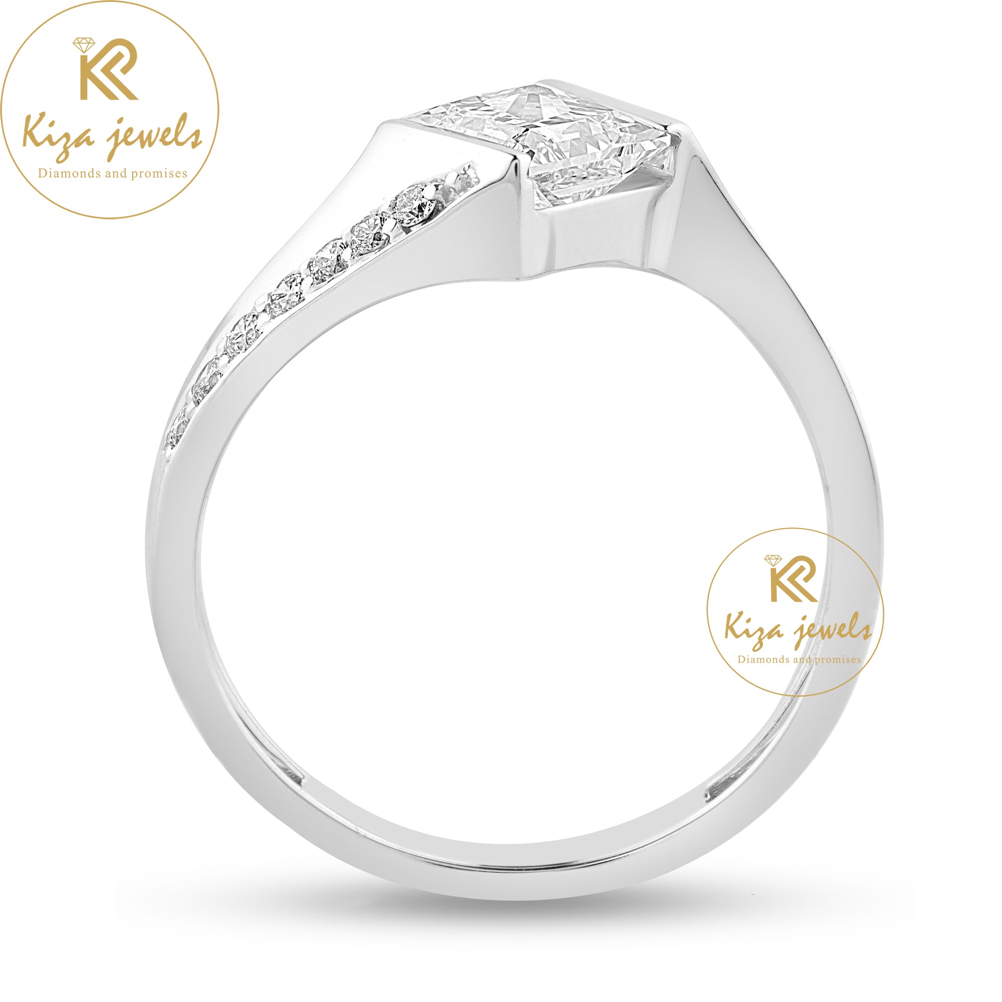 1.20 TDW Princess & Round Cut Women's Engagement Diamond Ring