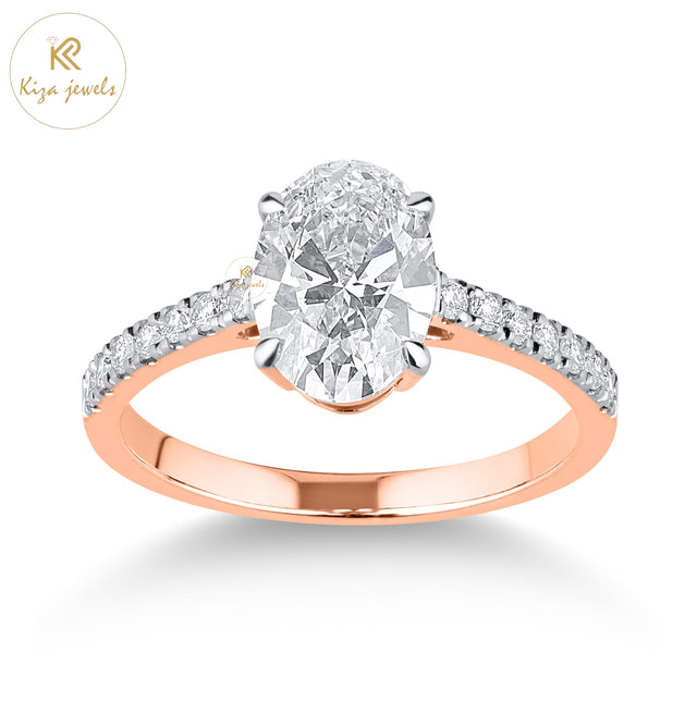 1.95 TDW Oval & Round Cut Women's Diamond Engagement Ring