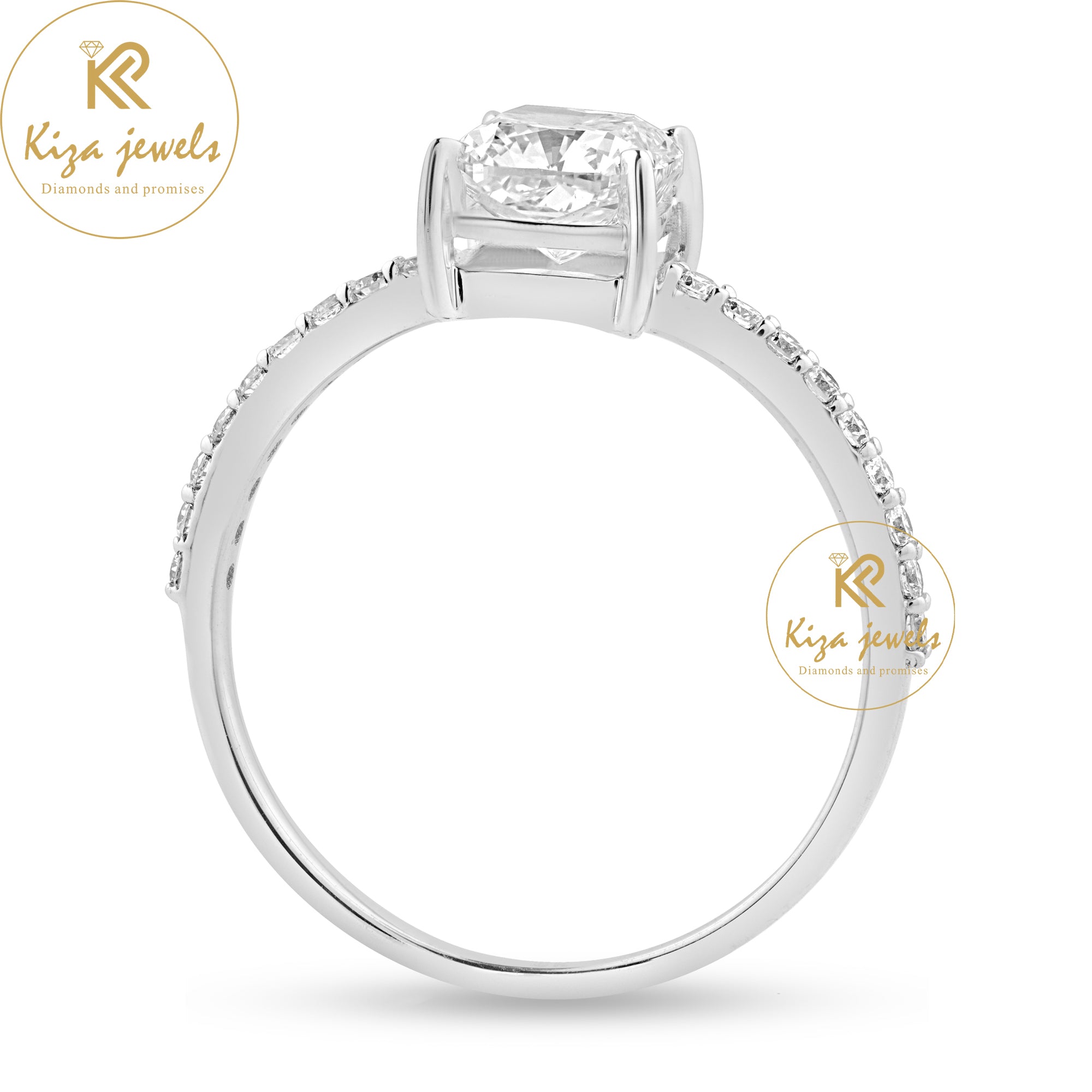 1.29 TDW Cushion & Round Cut Diamond Engagement Ring