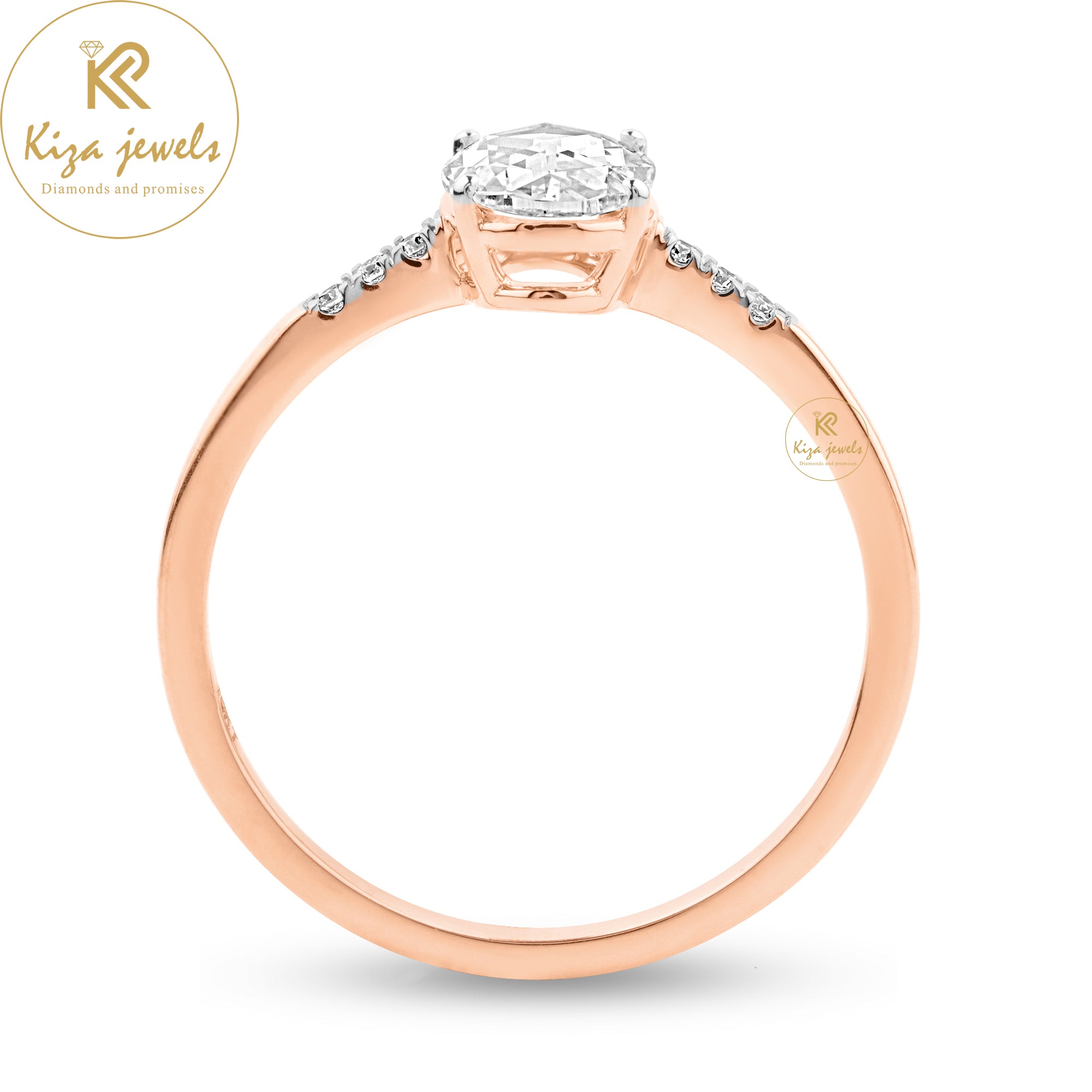 0.62 TDW Oval Rose Cut & Round Cut Women's Engagement Diamond Ring