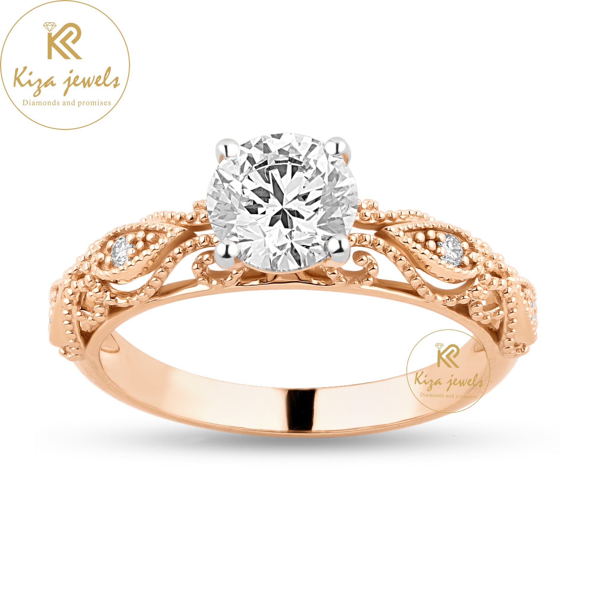 1.056 TDW Round Cut Women's Engagement Diamond Ring