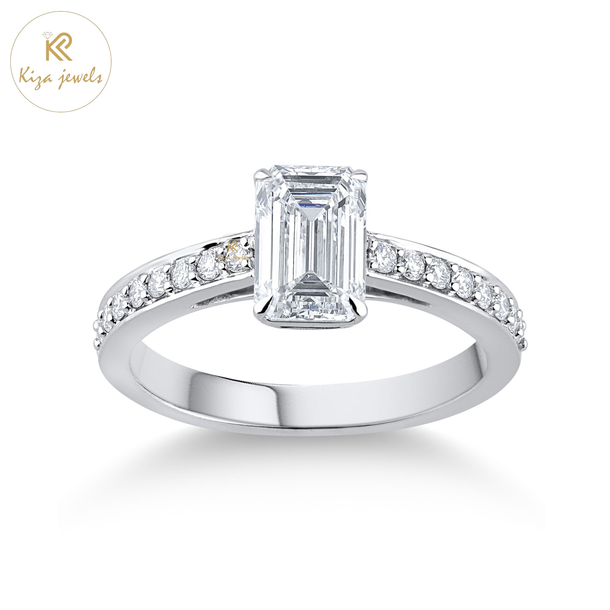 1.39 TDW Round & Emerald Cut Women's Engagement Diamond Ring