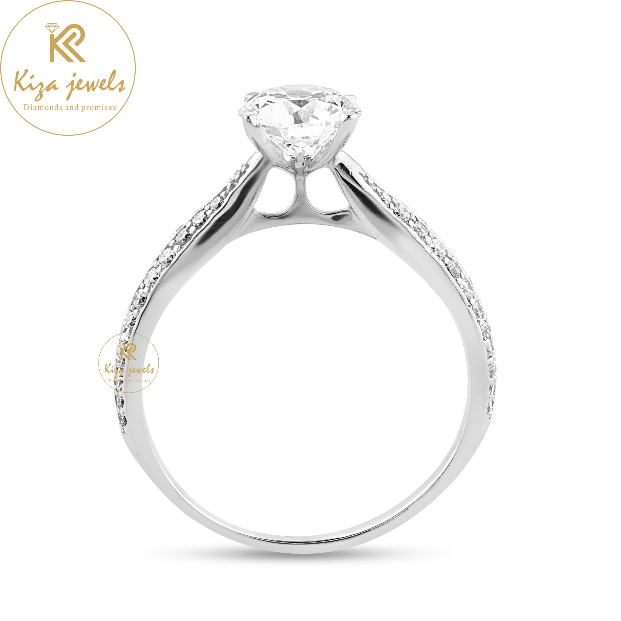 1.37 TDW Round Cut Diamond Engagement Ring