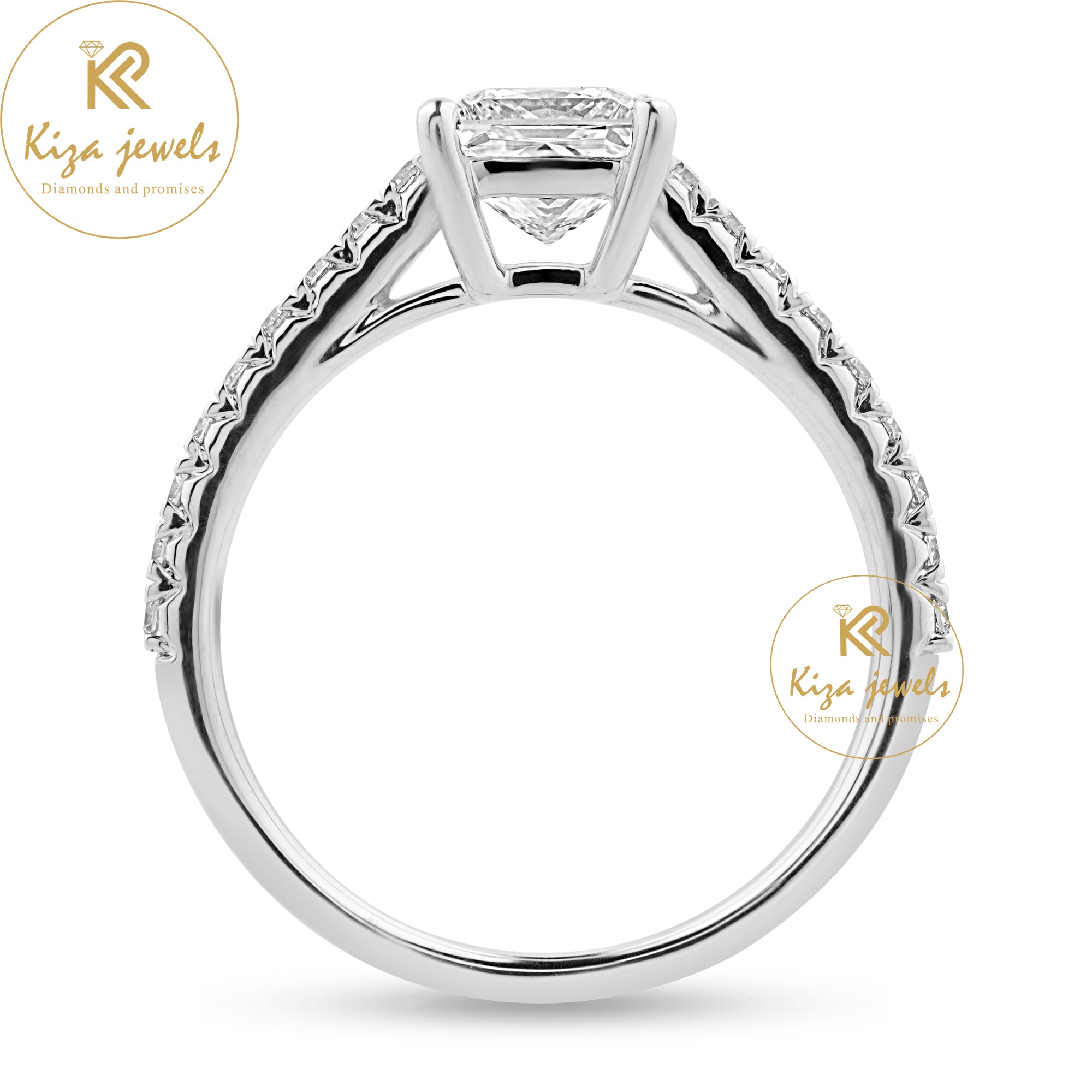 1.18 TDW Princess & Round Cut Women's Diamond Ring