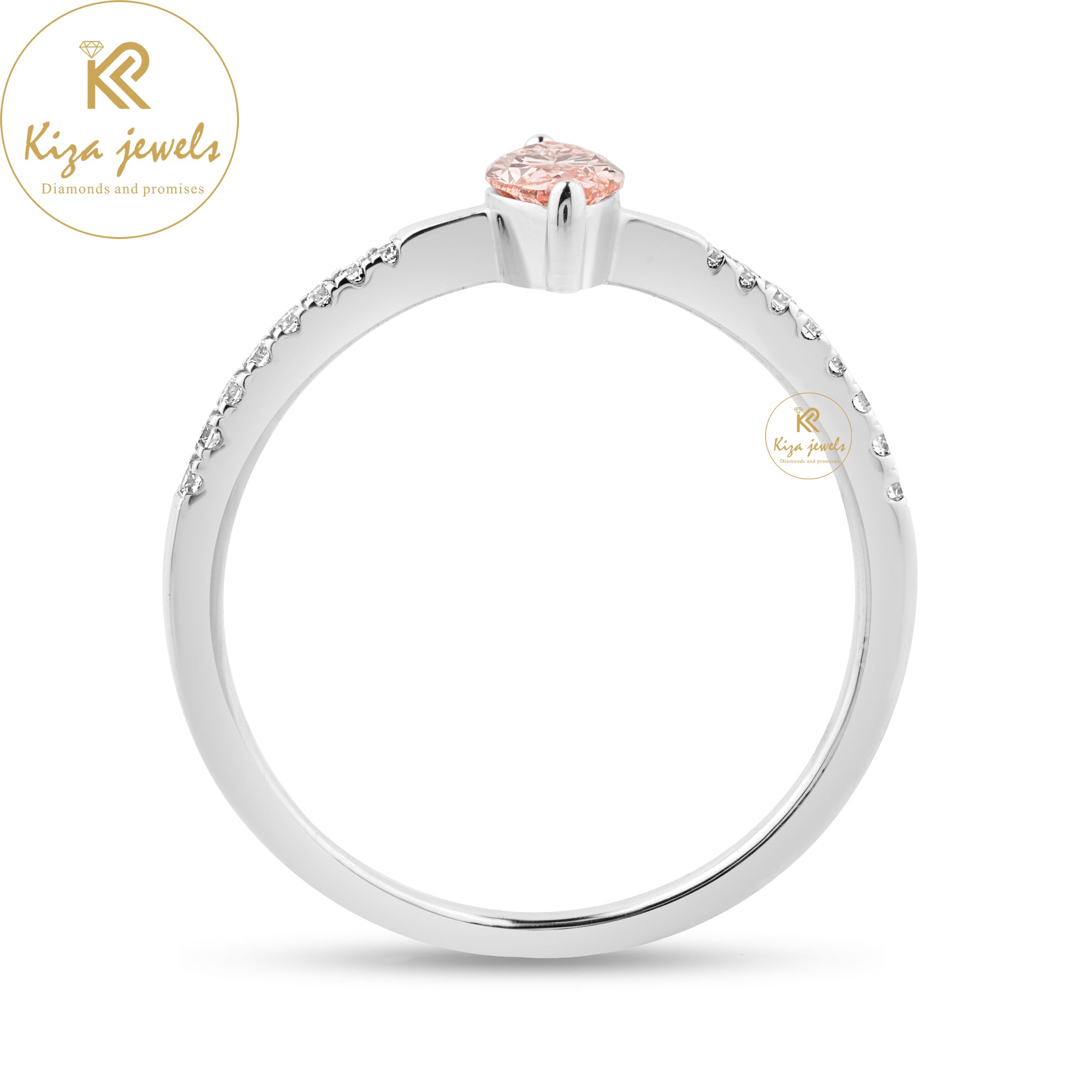 0.352 TDW F.P. Marquise And Round Cut Diamond Minimalist Engagement Ring