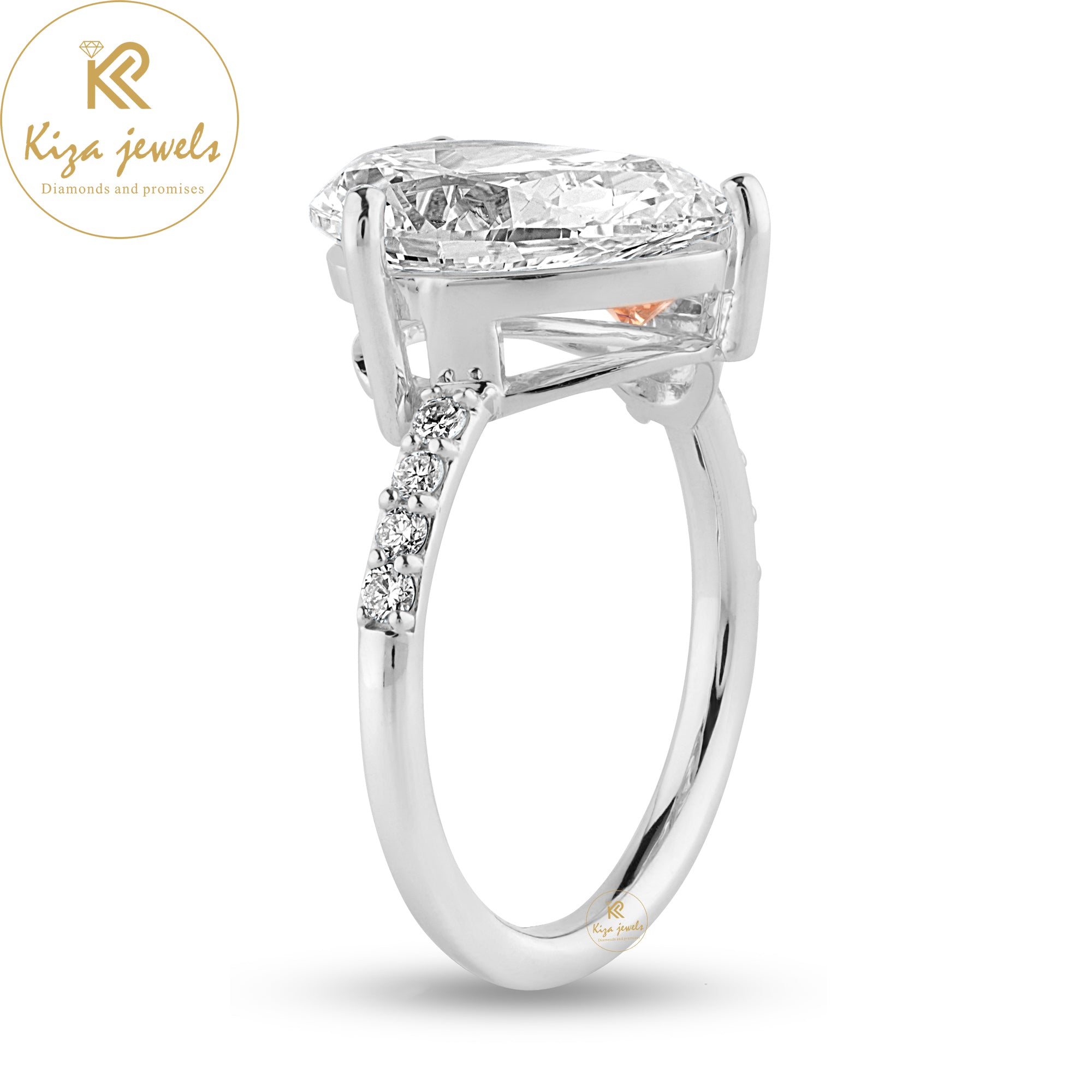 3.36 TDW Fancy Pink Heart, Pear & Round Cut Women's Engagement Diamond Ring