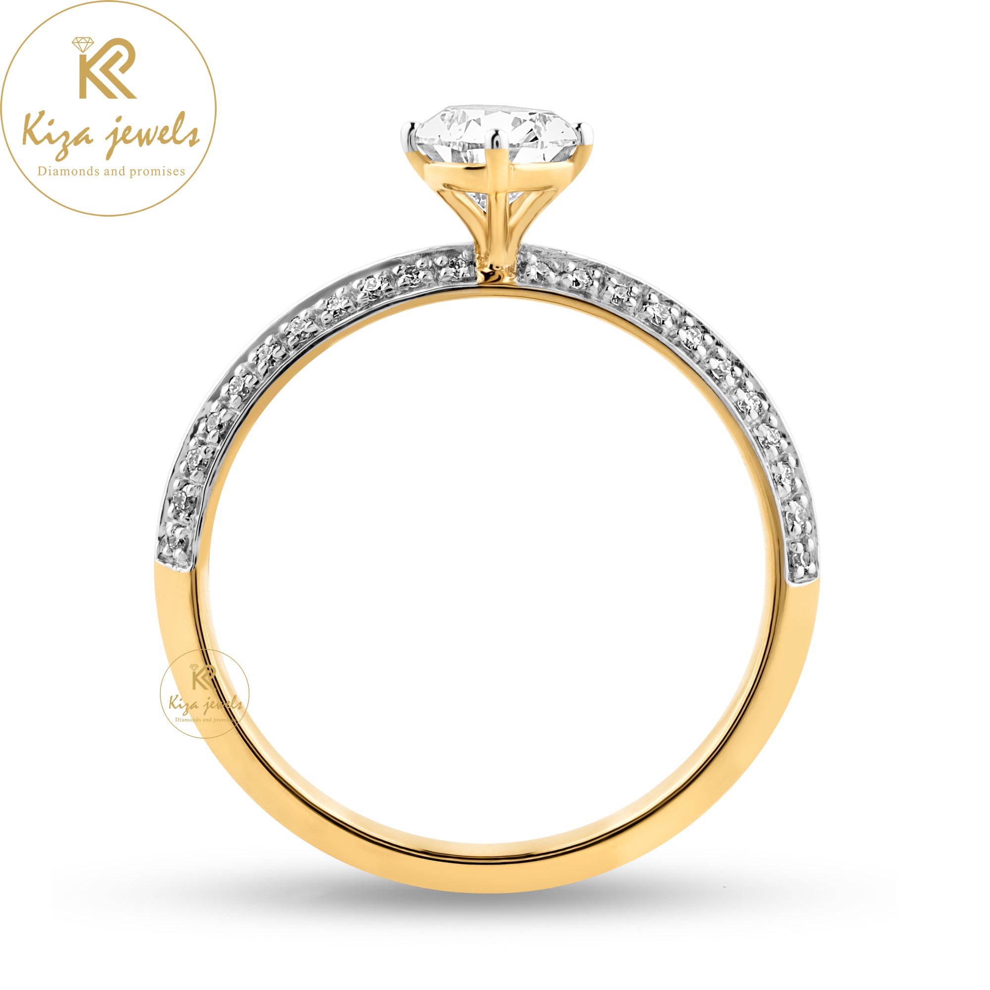 0.96 TDW Pear & Round Cut Women's Diamond Ring