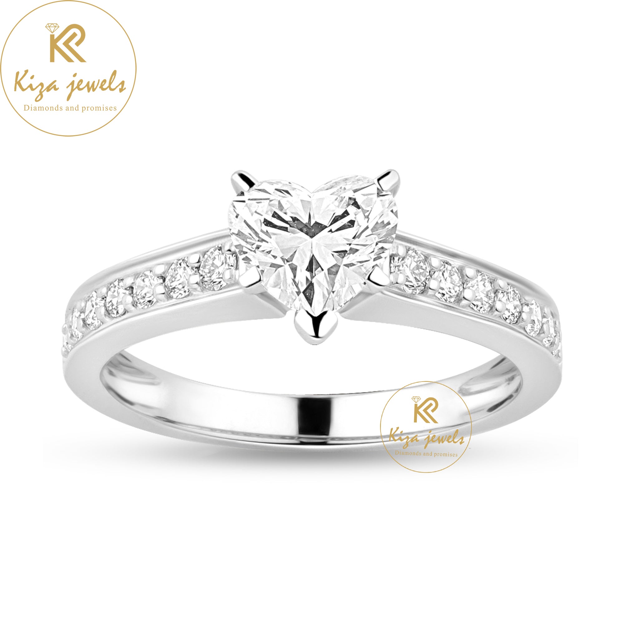 1.568 TDW Heart & Round Cut Women's Engagement Diamond Ring