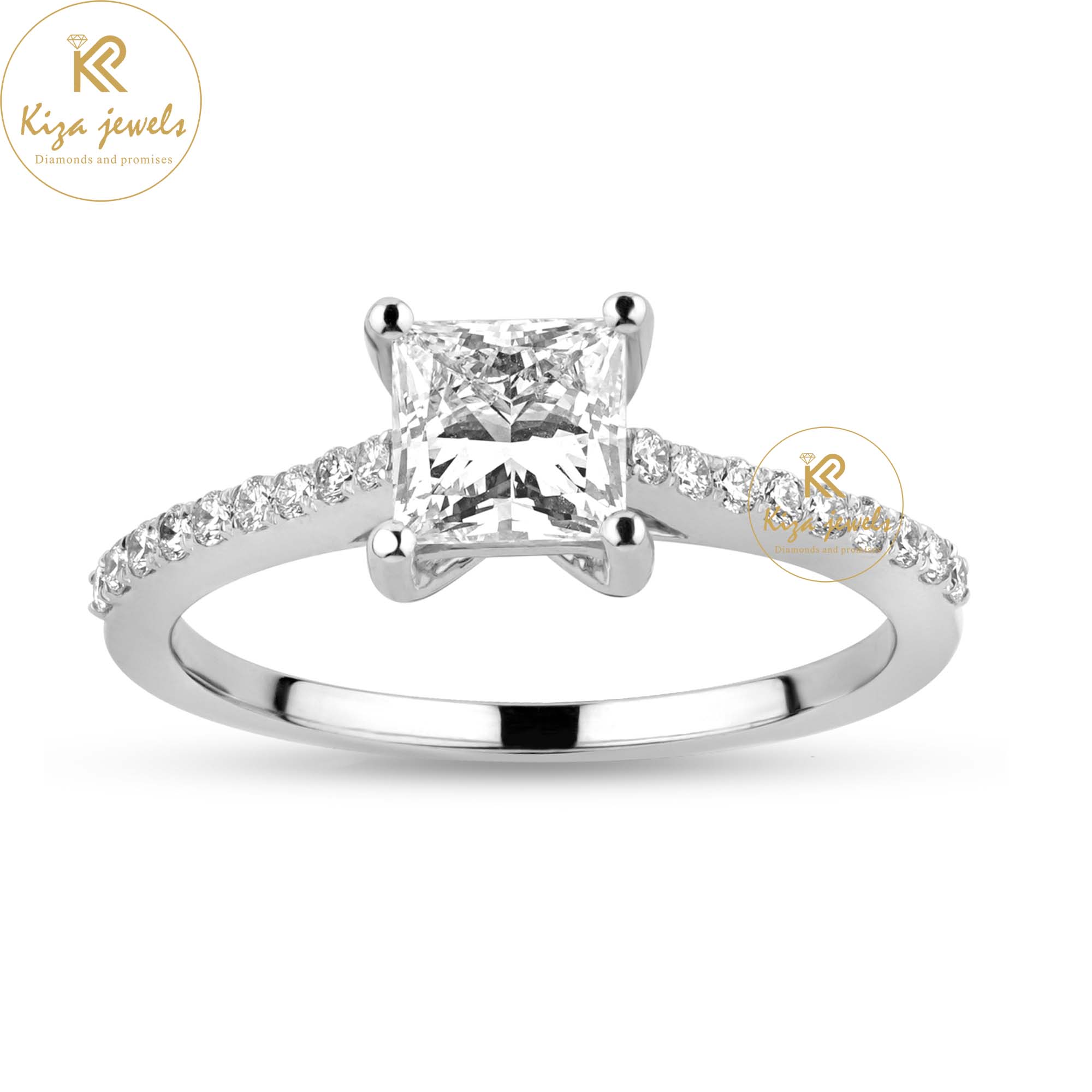 1.21 TDW Princess & Round Cut Women's Engagement Diamond Ring