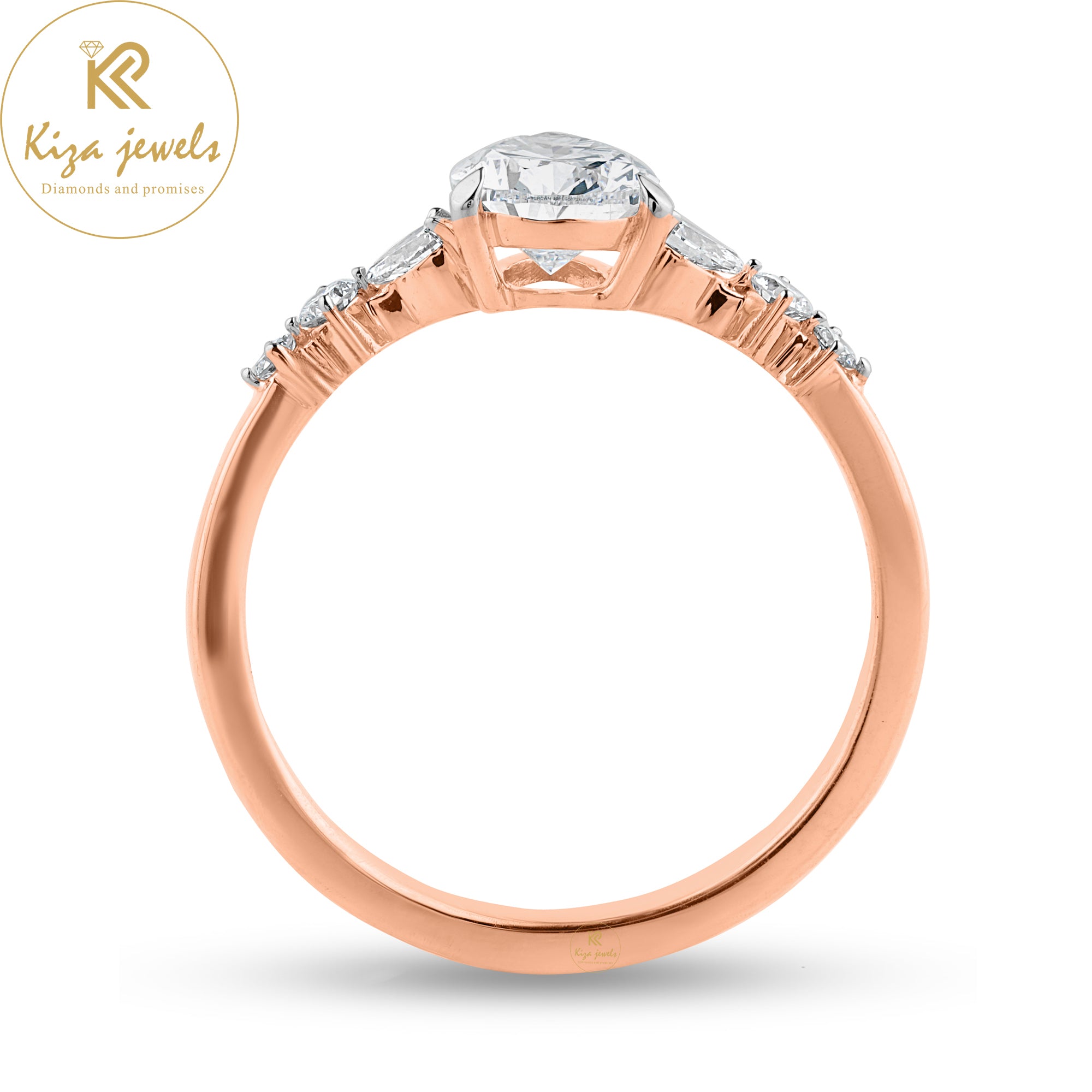 1.099 TDW Pear & Round Cut Women's Engagement Diamond Ring