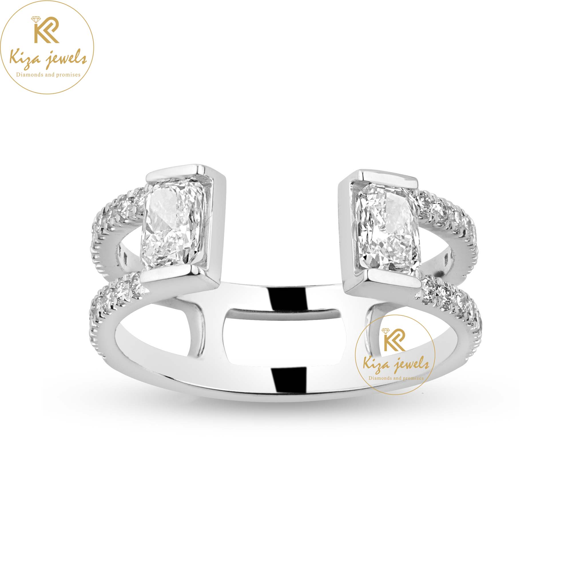 1.13 TDW Radiant & Round Cut Women's Engagement Diamond Ring