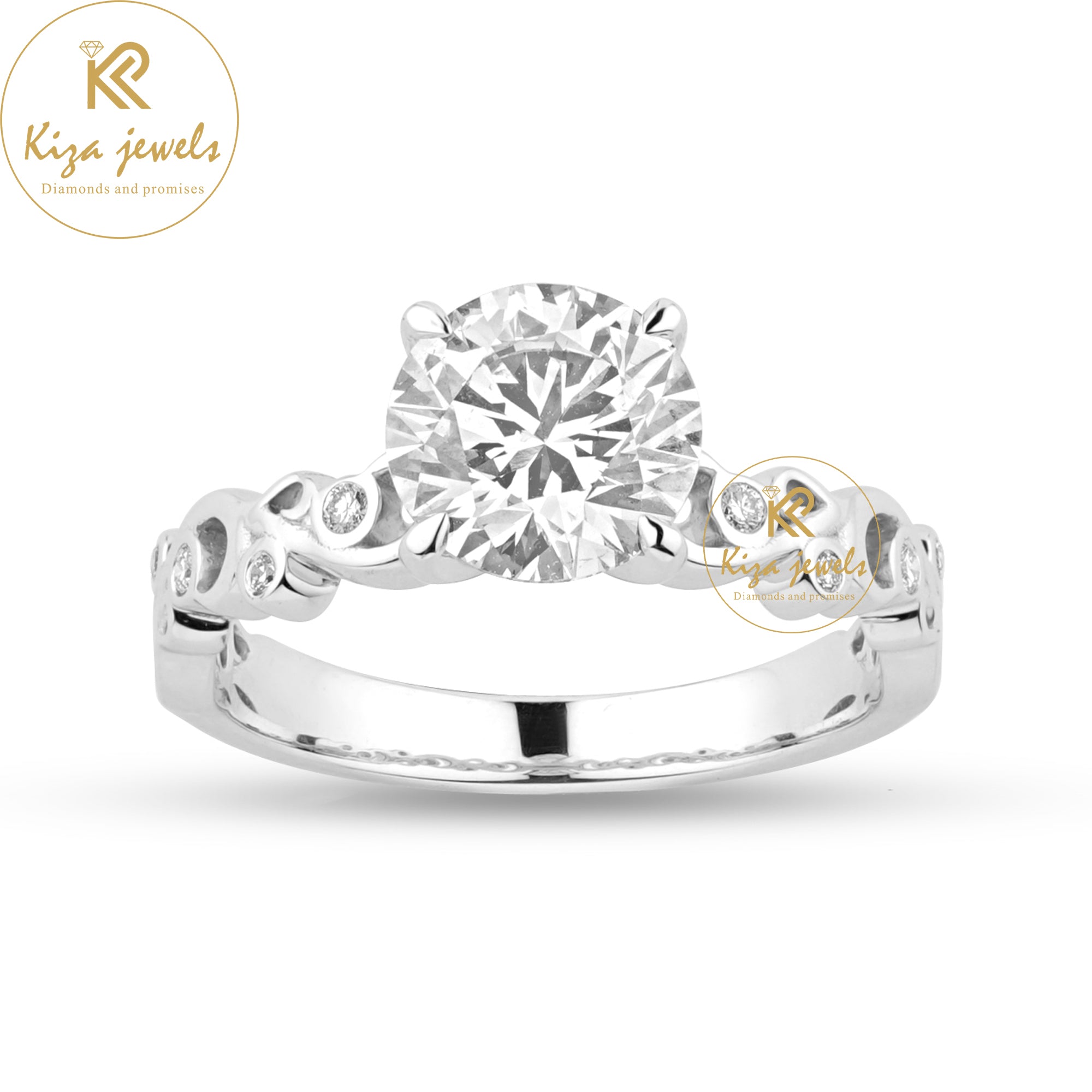 2.09 TDW Round Cut Women's Engagement Diamond Ring