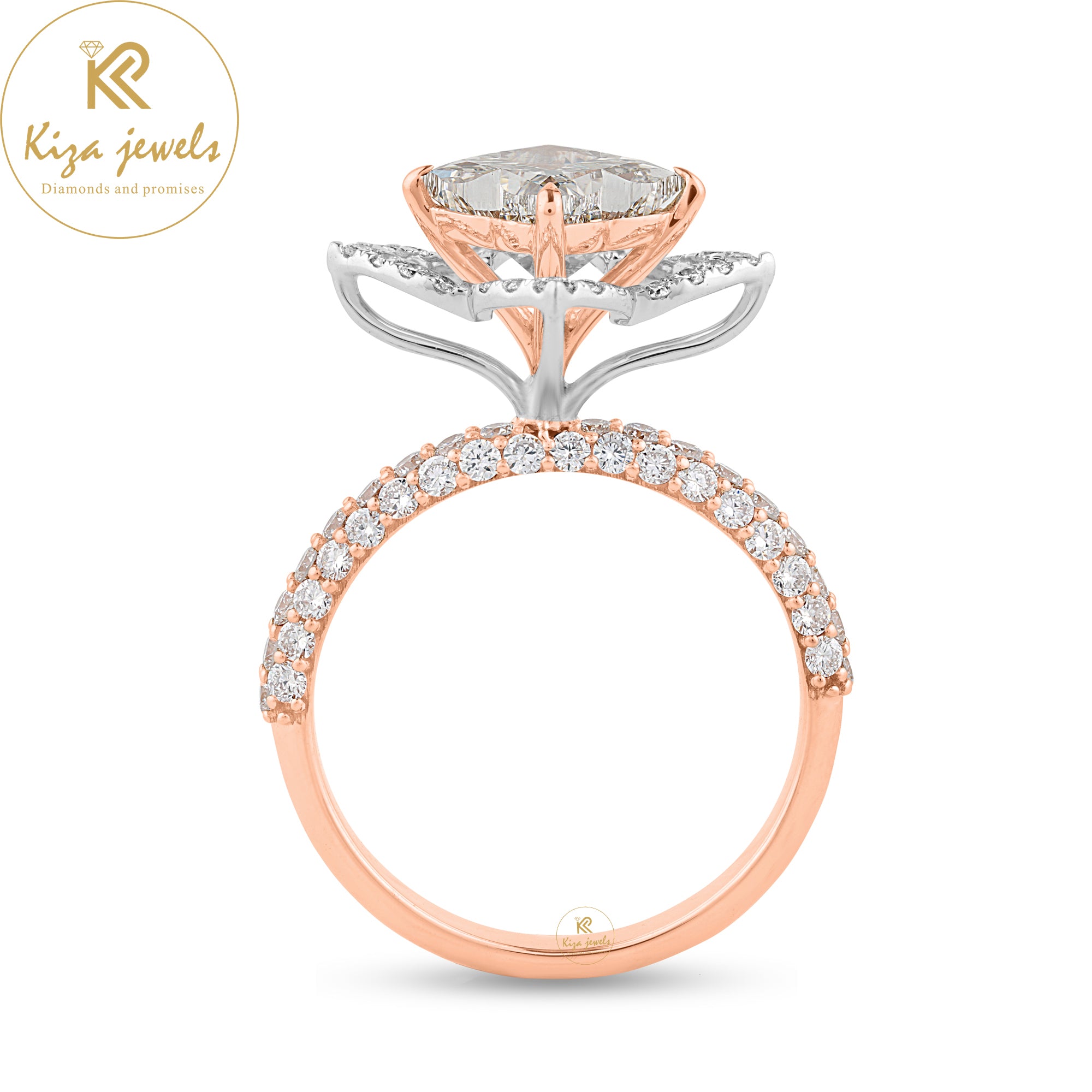 1.98 TDW Custom Cut & Round Cut Women's Engagement Diamond Ring