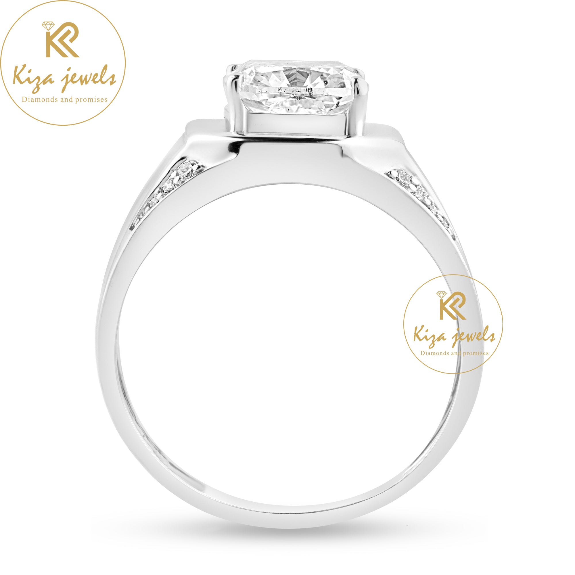 3.31 TDW Cushion & Round Cut Men's Engagement Diamond Ring