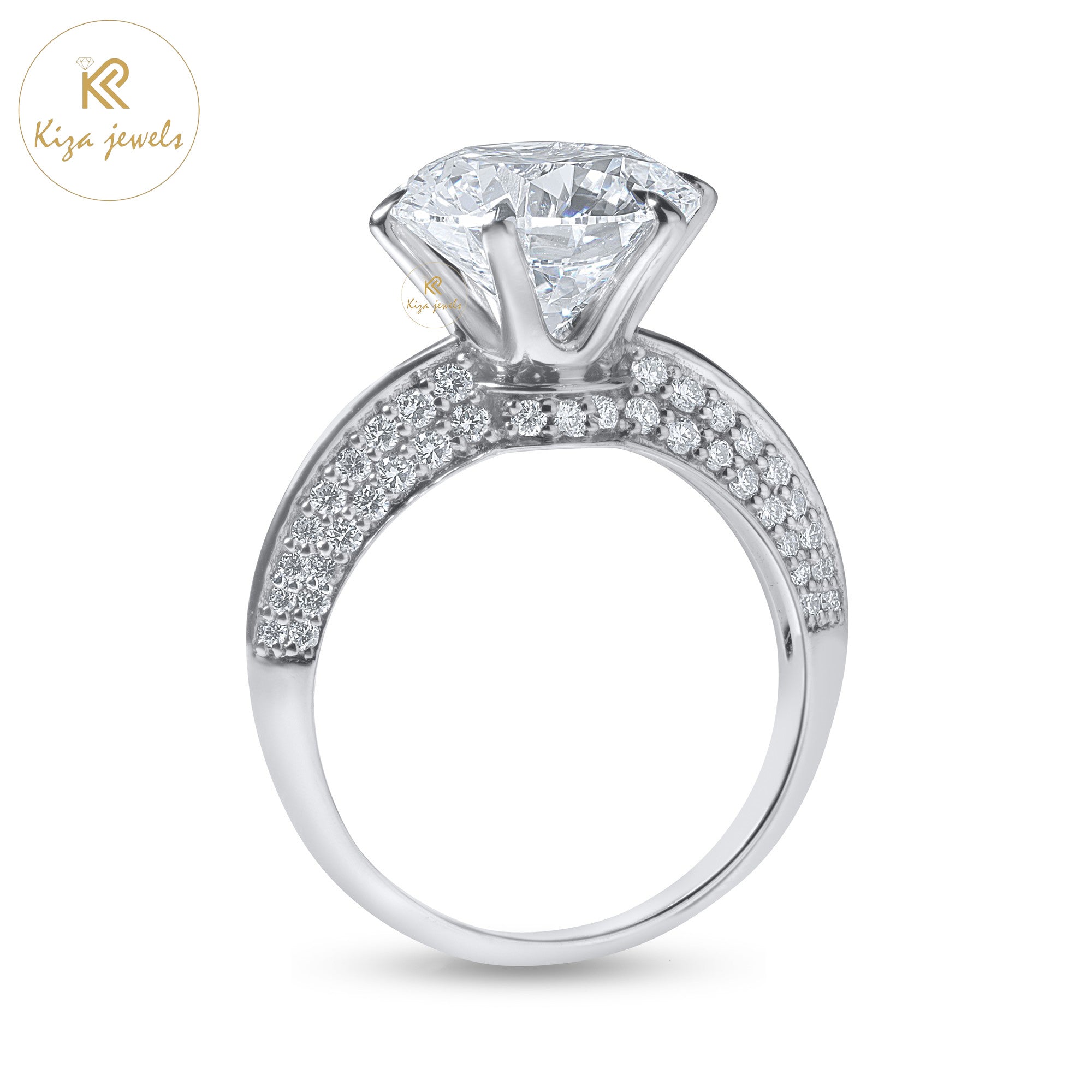 3.54 TDW Round Cut Women's Diamond Engagement Ring