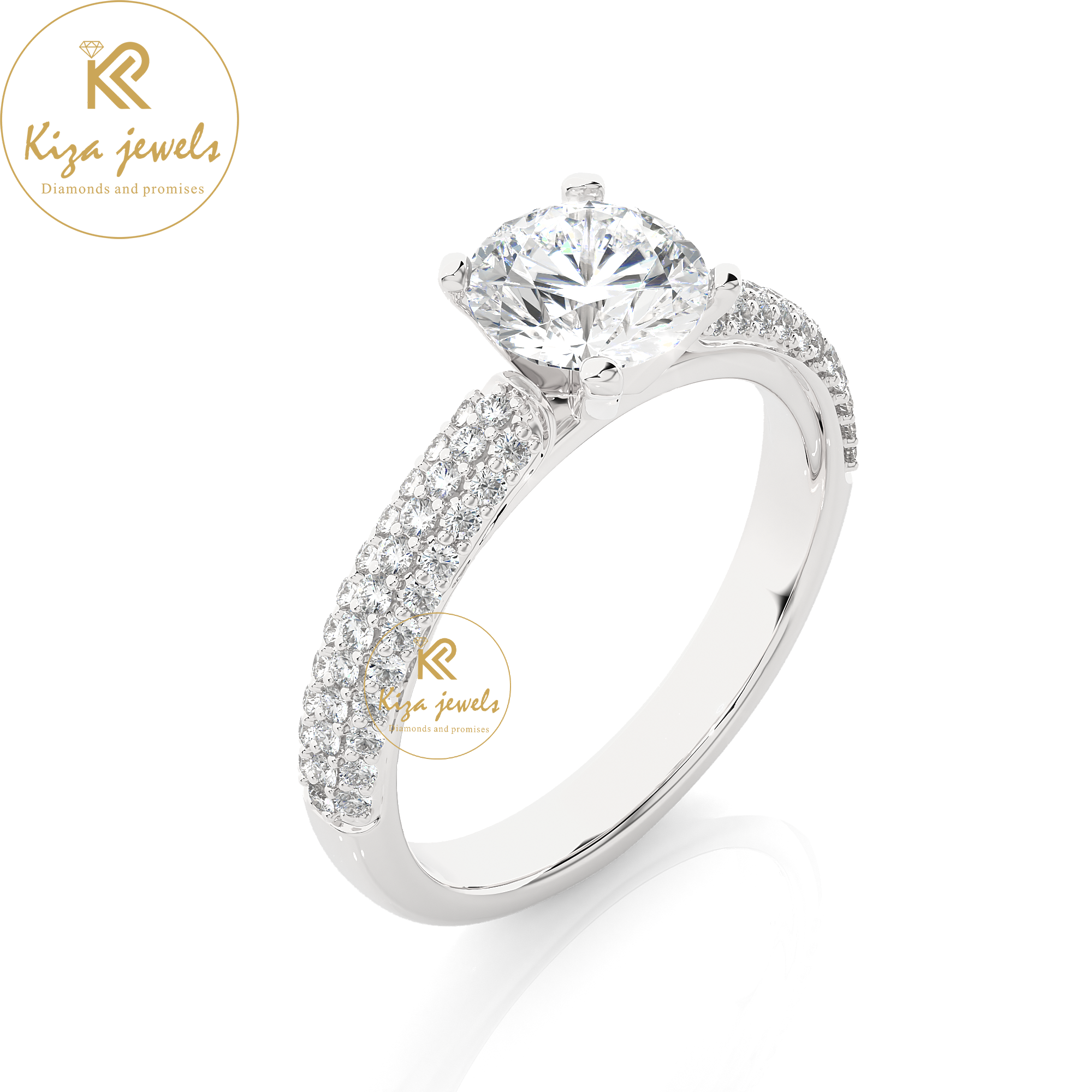 1.22 TDW Round Cut Women's Engagement Diamond Ring