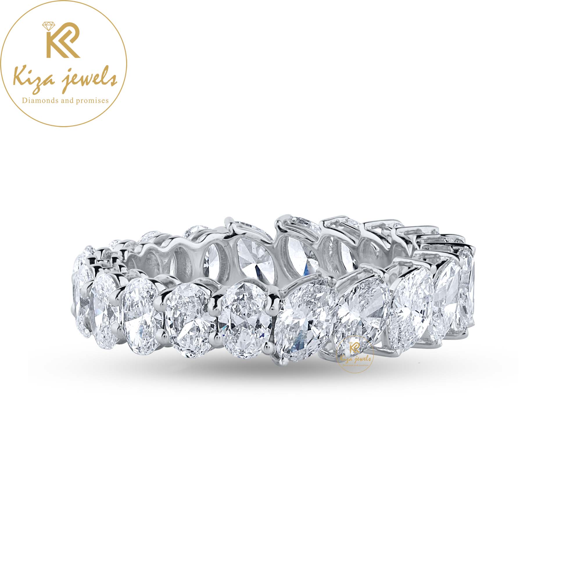 3.15 TDW Oval & Marquise Cut Diamond White Gold Eternity Band