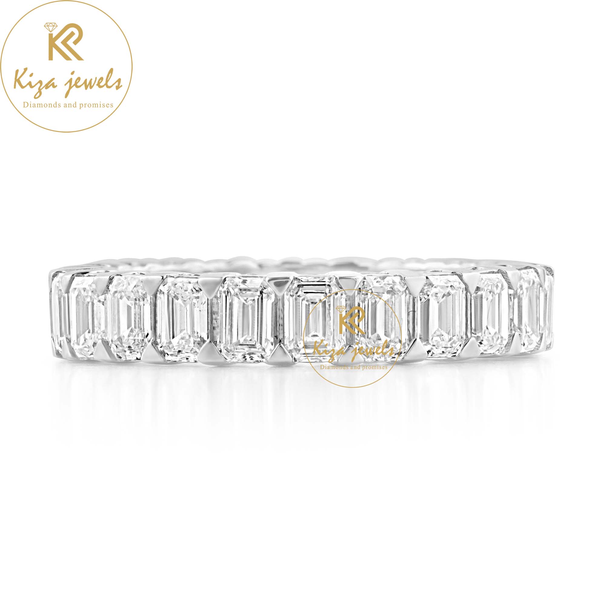 3.08 TDW Emerald Cut Women's Diamond Eternity Band