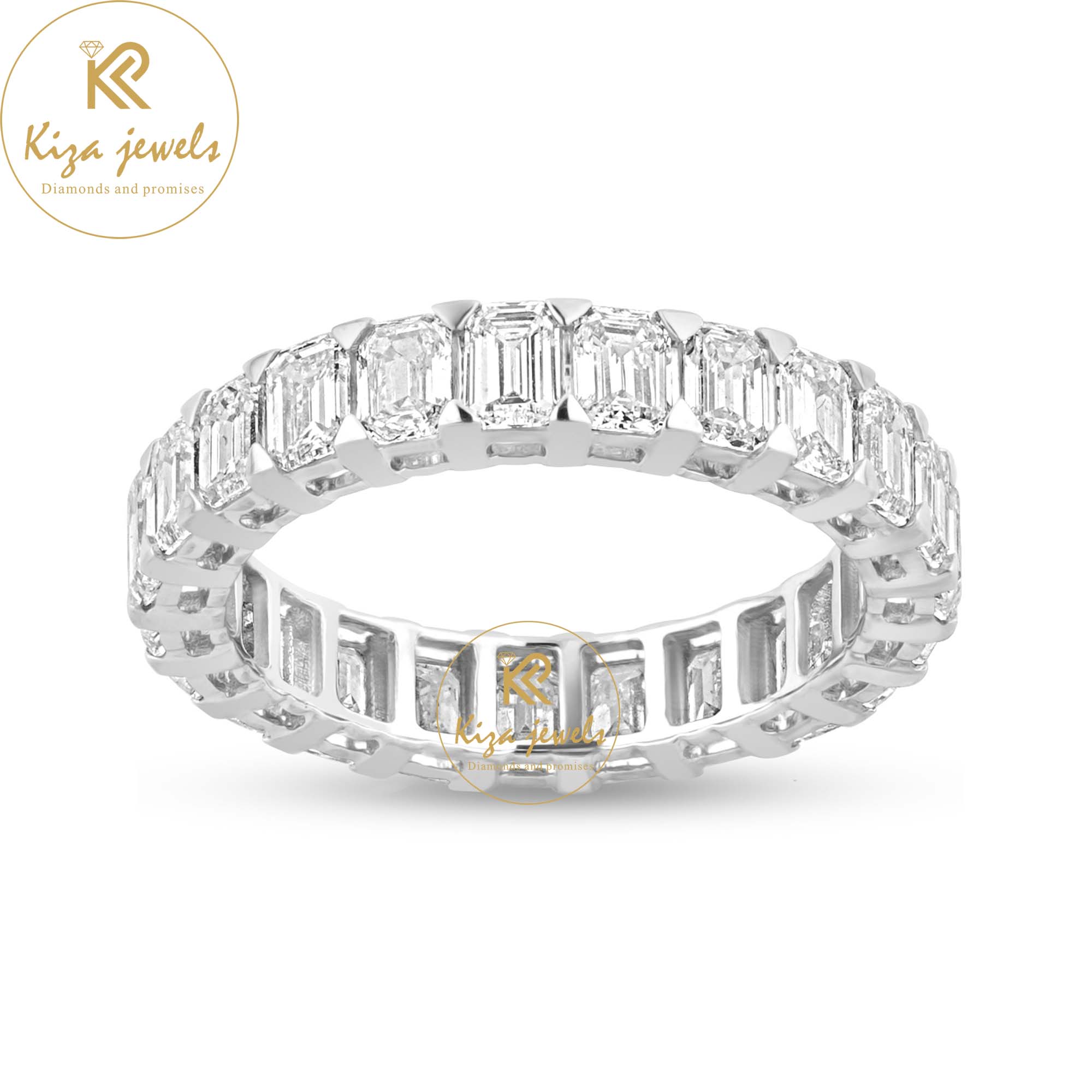 3.08 TDW Emerald Cut Women's Diamond Eternity Band