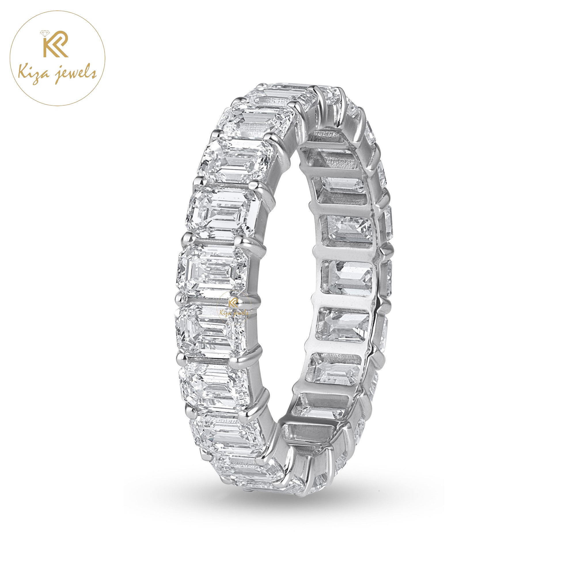 3.74 TDW Emerald Cut Women's Eternity Diamond Band