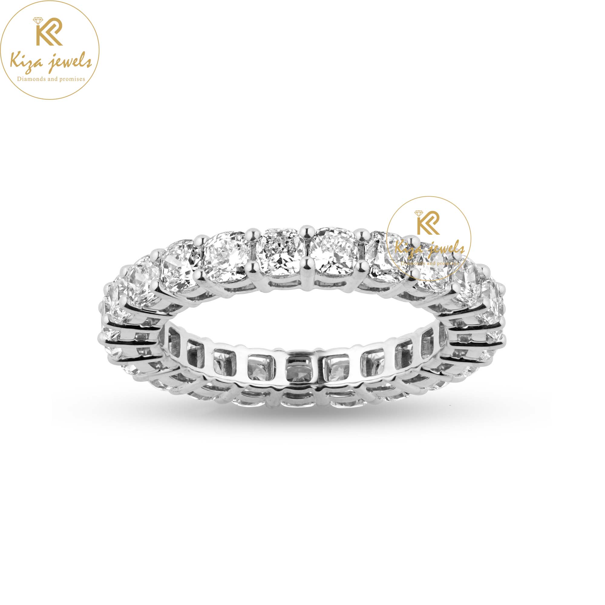 3.45 TDW Cushion Cut Women's Diamond Eternity Band