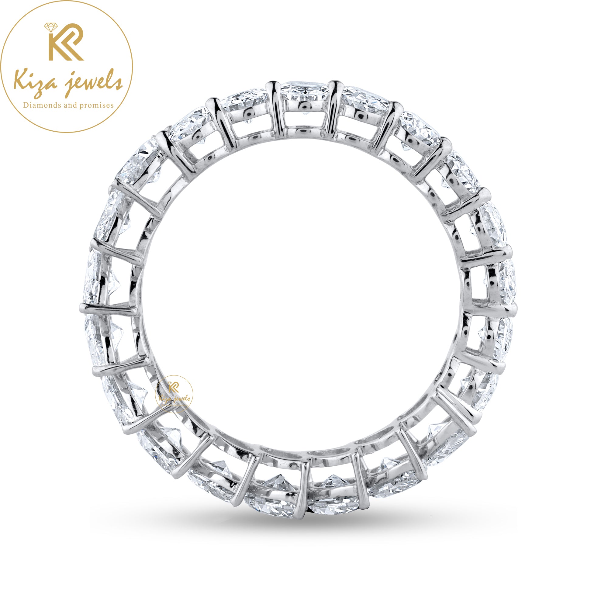 3.15 TDW Oval & Marquise Cut Diamond White Gold Eternity Band