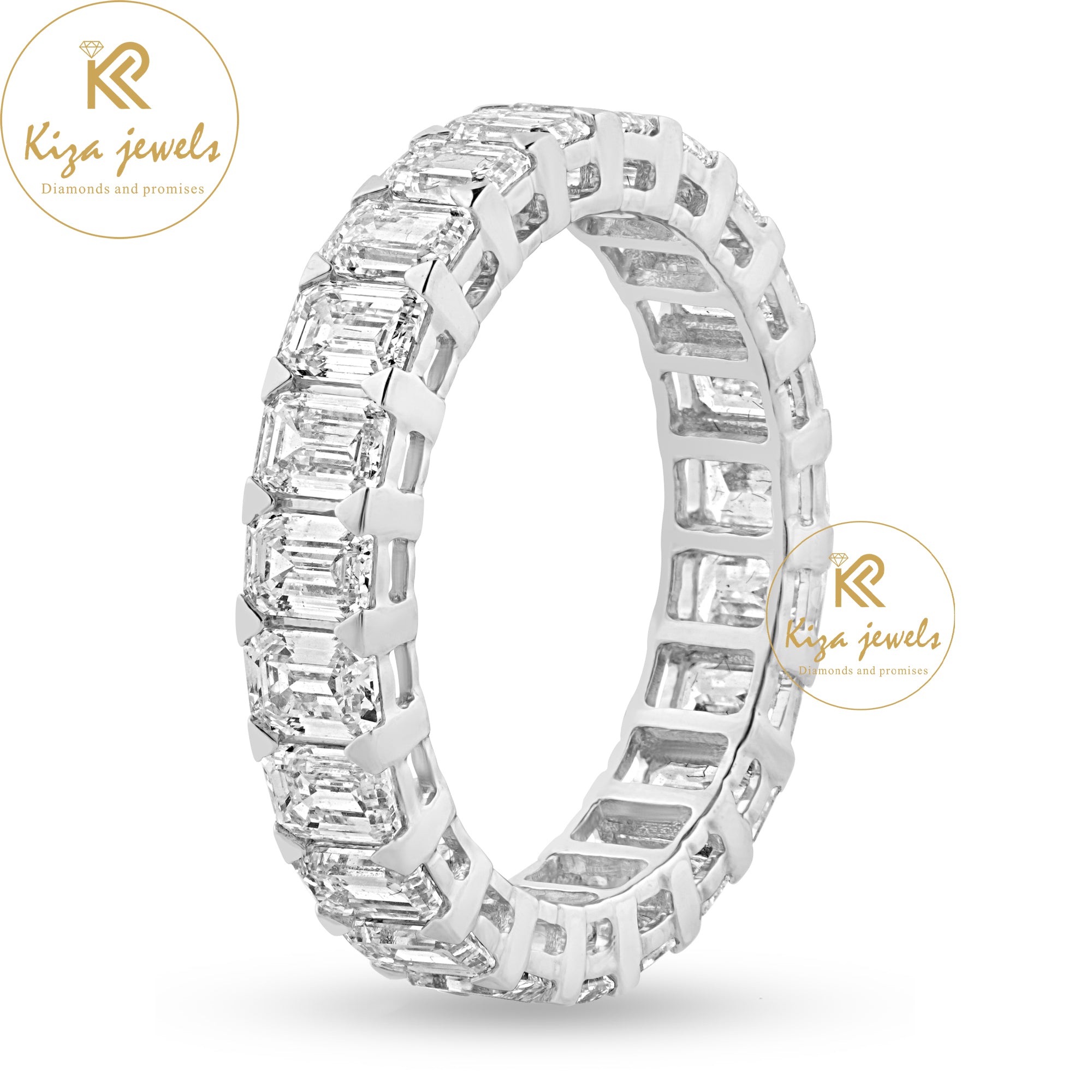 3.08 TDW Emerald Cut Women's Diamond Eternity Band