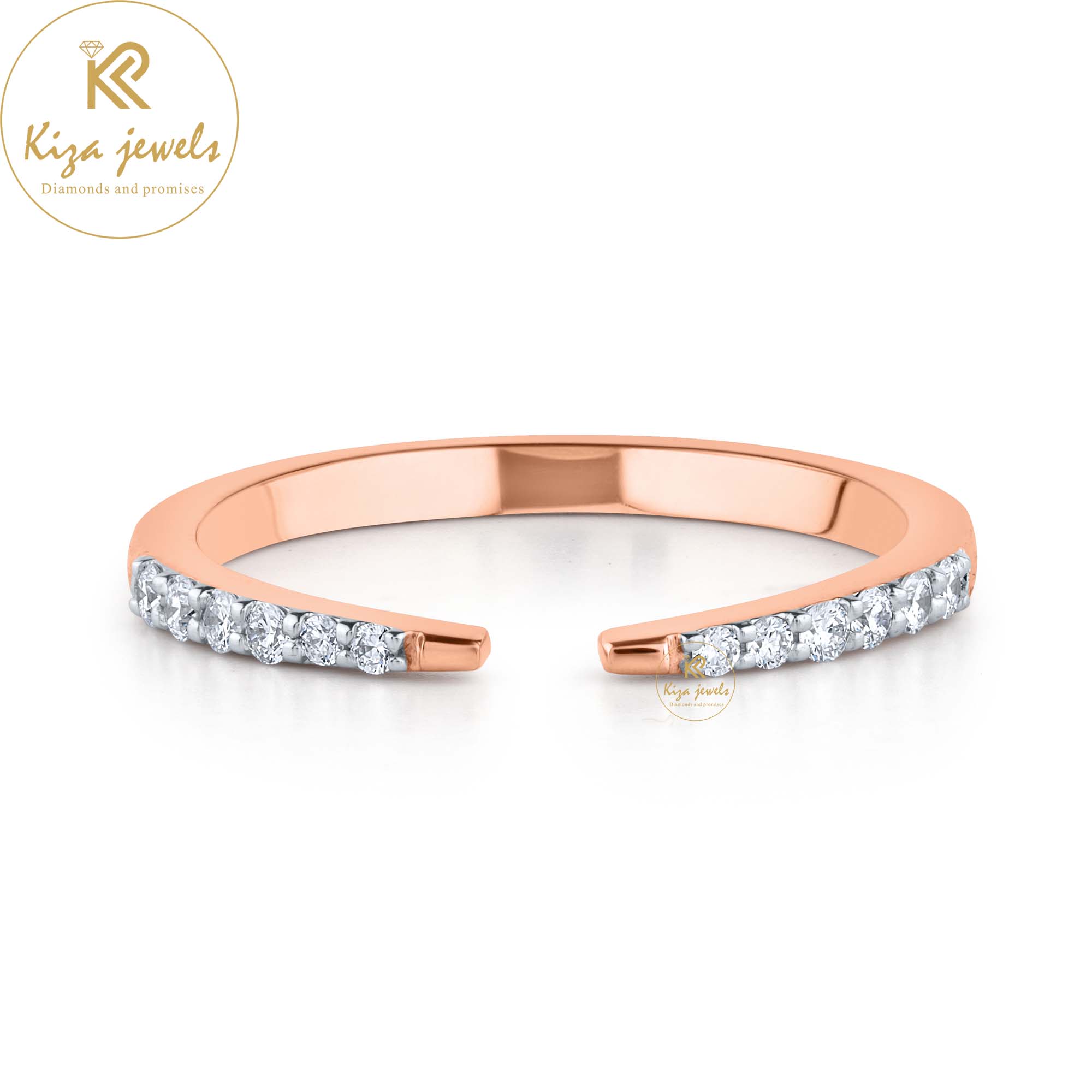 0.13 TDW Round Cut Diamond Rose Gold Band