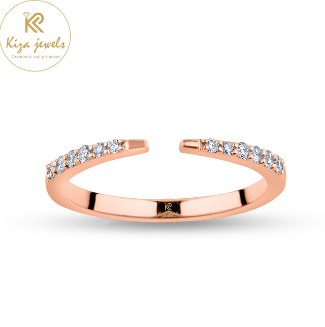 0.13 TDW Round Cut Diamond Rose Gold Band