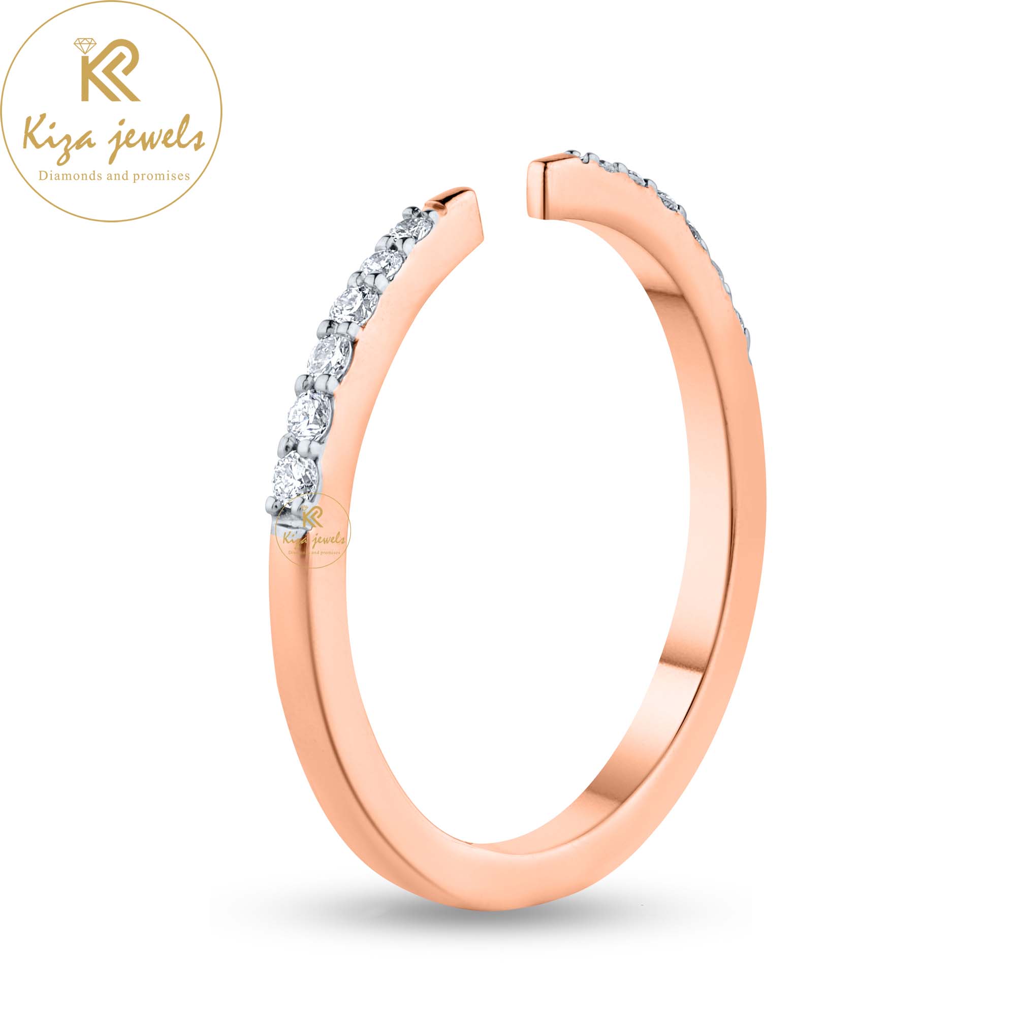 0.13 TDW Round Cut Diamond Rose Gold Band