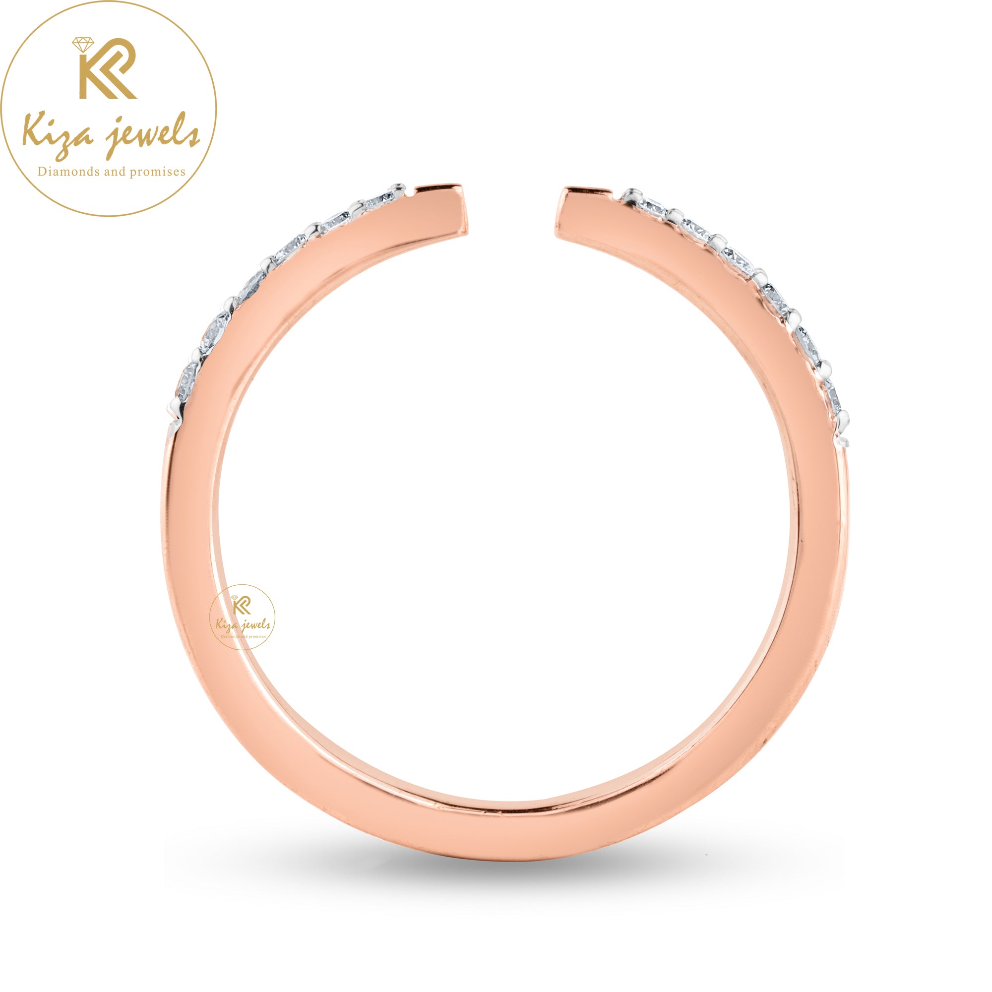 0.13 TDW Round Cut Diamond Rose Gold Band