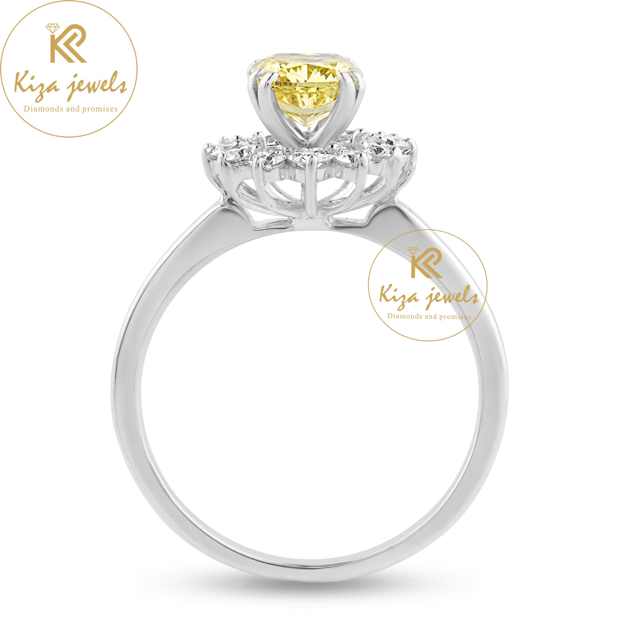 1.42 TDW F. Y. Cushion & Round Cut Women's Diamond Halo Ring