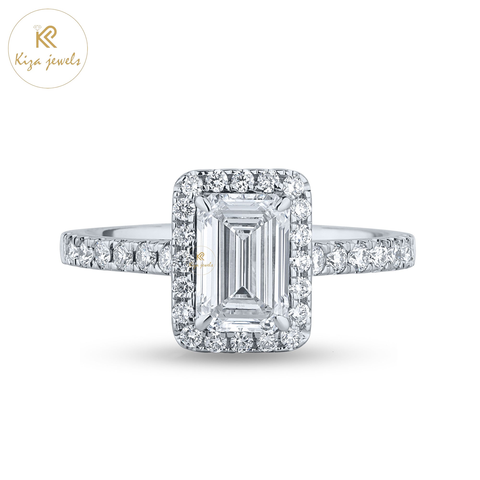 1.83 TDW Round & Emerald Cut Women's Halo Diamond Ring