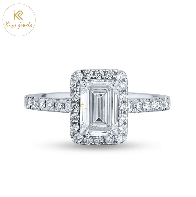 1.83 TDW Round & Emerald Cut Women's Halo Diamond Ring