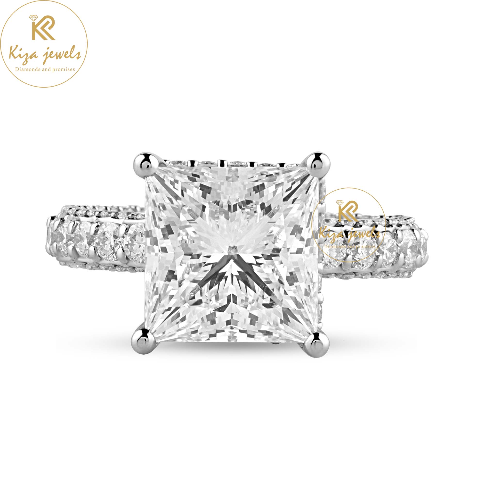 7.25 TDW Princess & Round Cut Diamond Halo Ring