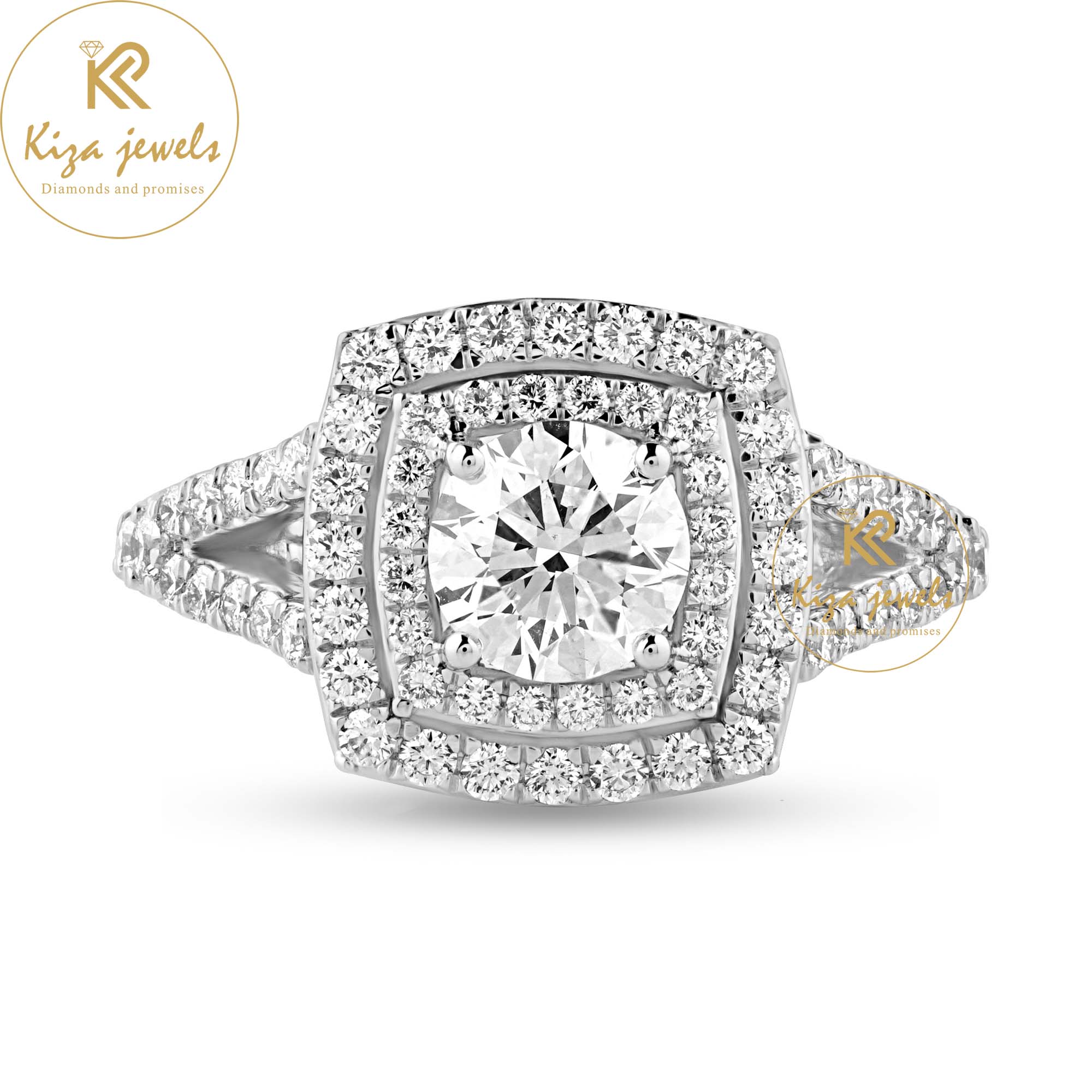 1.73 TDW Round Cut Diamond Halo Ring