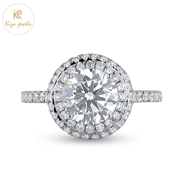 2.036 TDW Round Cut Women's Halo Diamond Ring