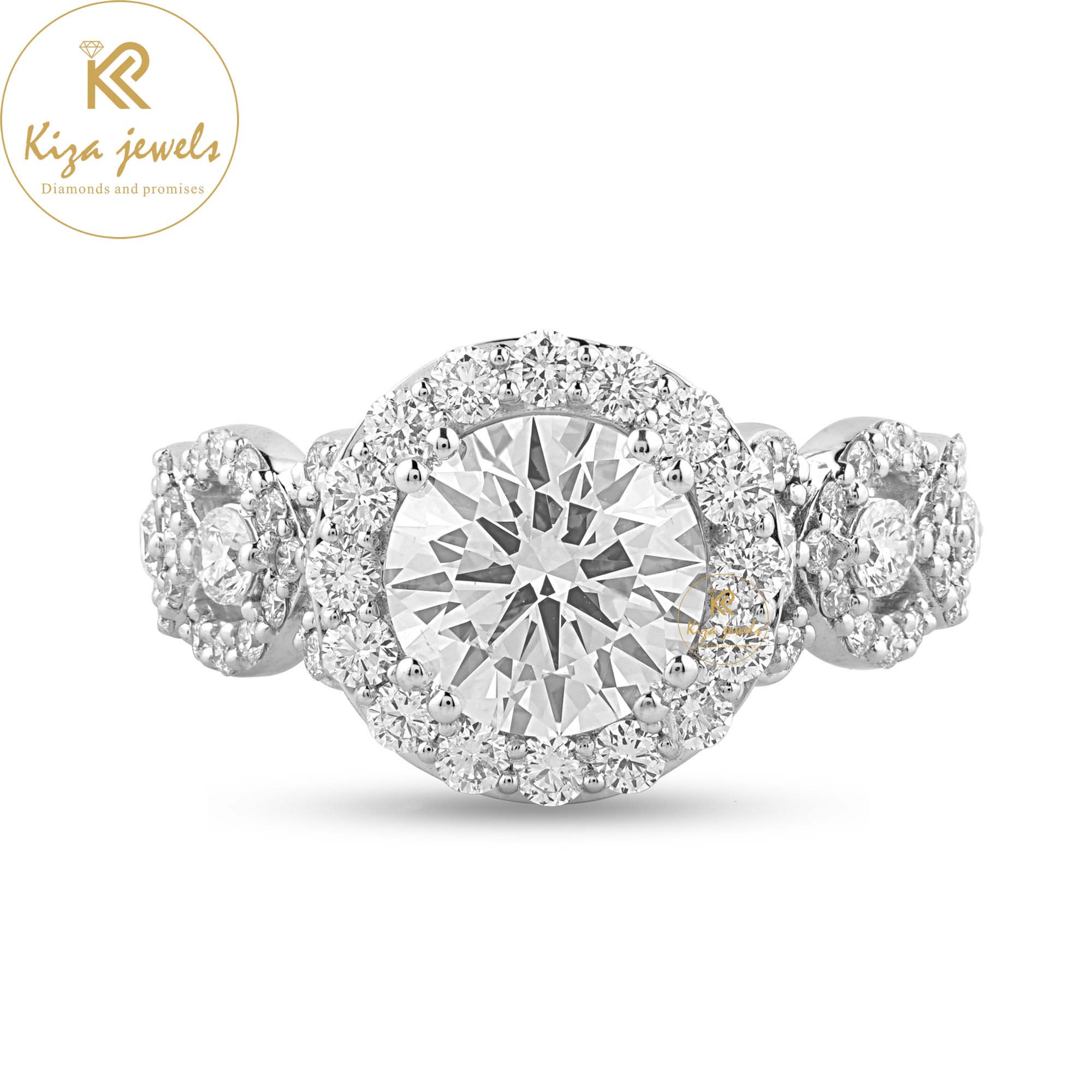 3.26 TDW Round Cut Diamond Halo Ring